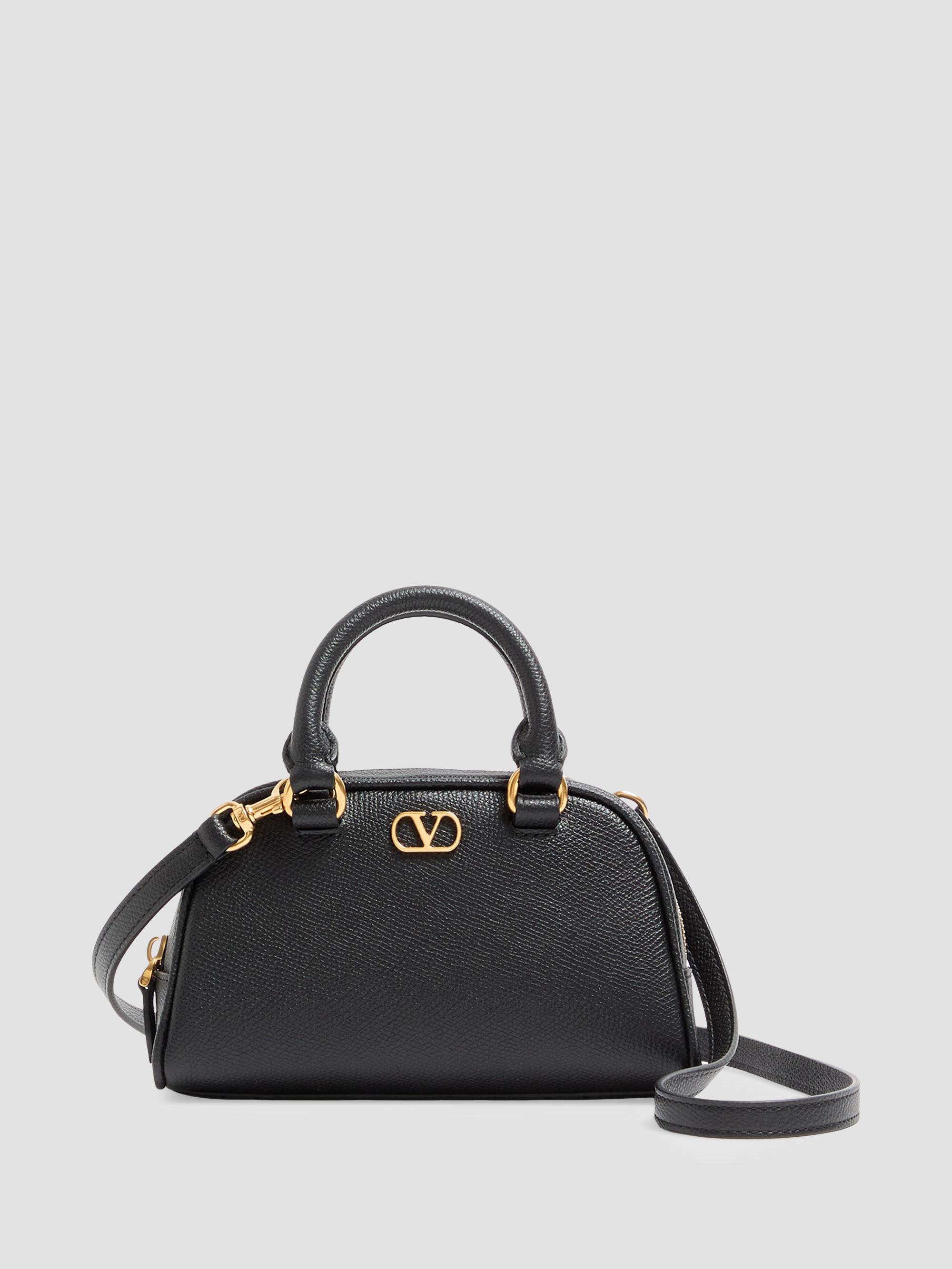 Valentino Garavani Women's VLogo Signature Mini Bowling Bag in Grainy Calfskin - Black