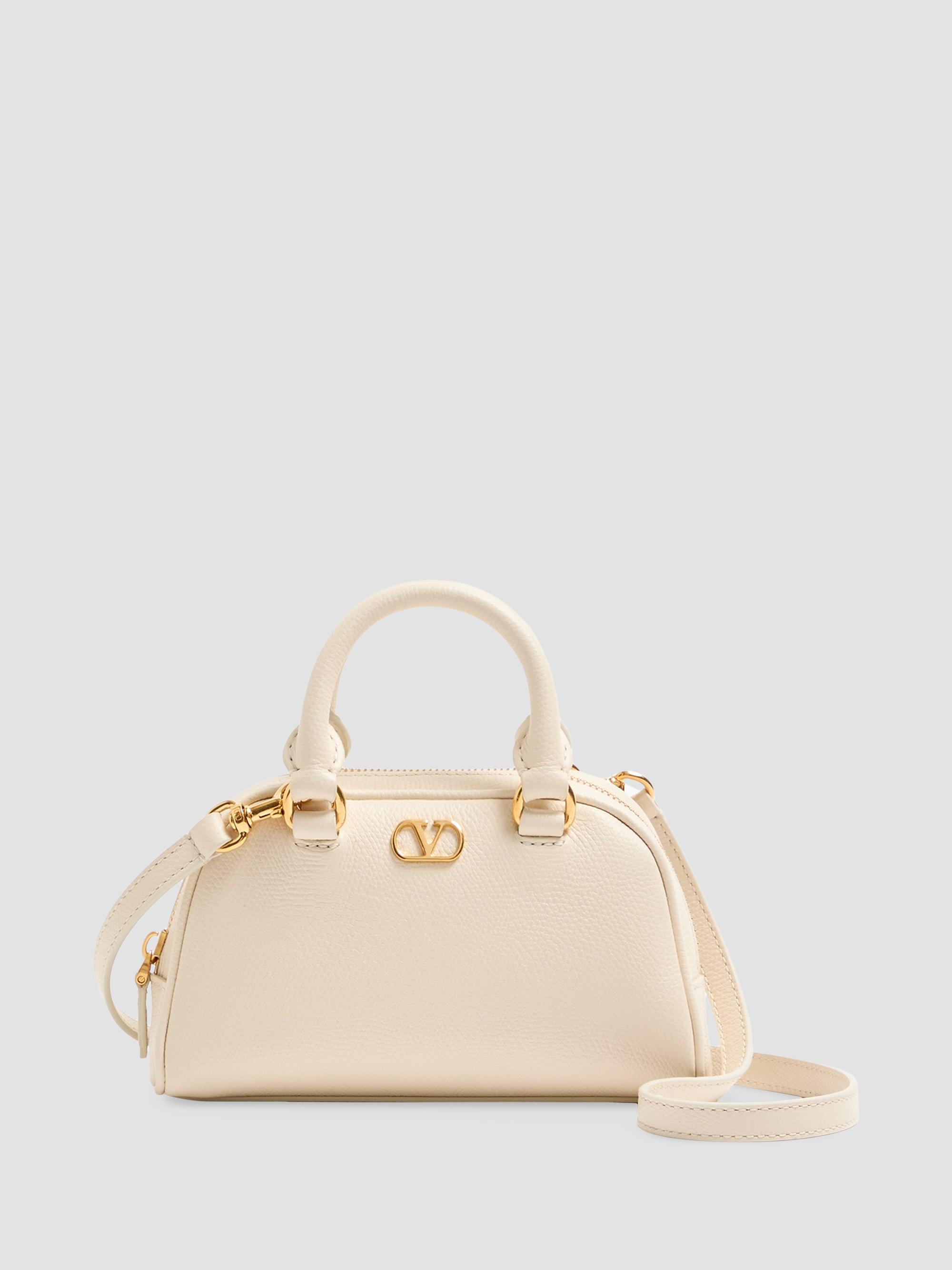 Valentino Garavani Women's VLogo Signature Mini Bowling Bag in Grainy Calfskin - Light