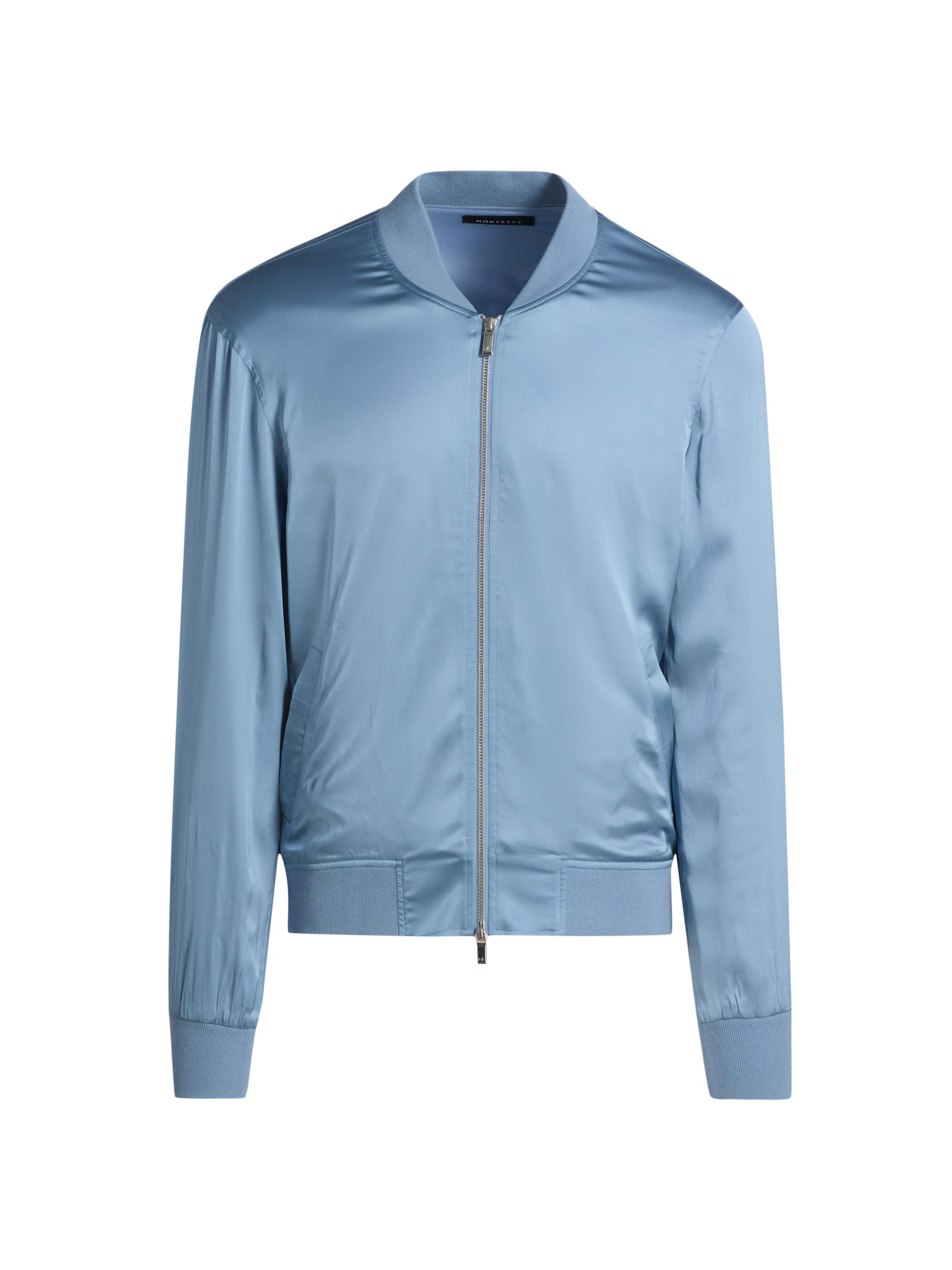 Monfrère Men's Maverick Satin Bomber Jacket - Steel Blue