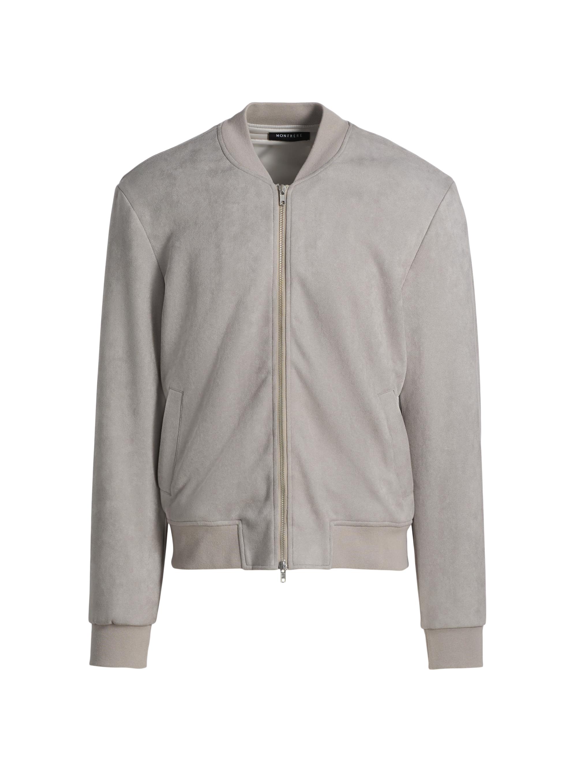 Monfrère Men's Maverick Faux Suede Bomber Jacket - Cool Grey