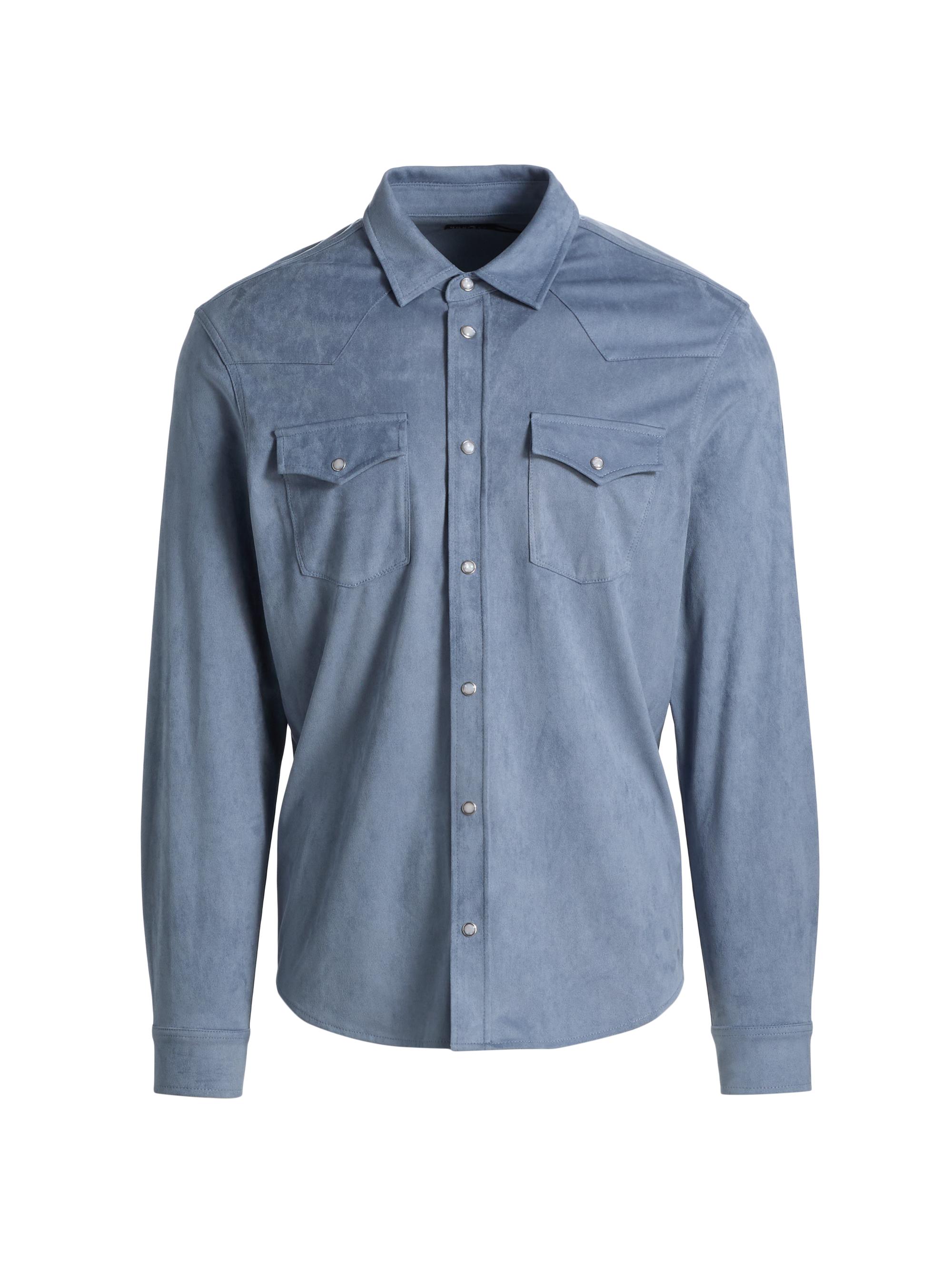 Monfrère Men's Eastwood Faux Suede Shirt - Steel Blue