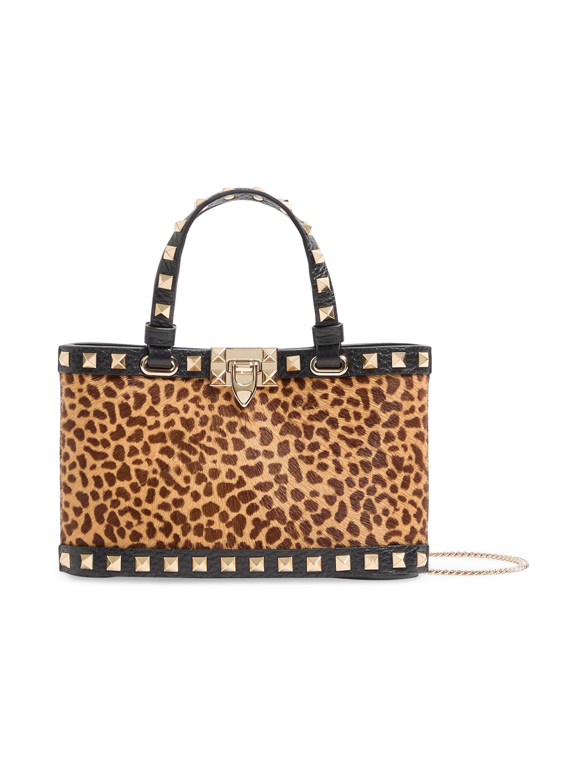 Valentino Garavani Women's Mini Rockstud Shopping Bag in Pony-Effect Calfskin with Animal Print - Animal Print