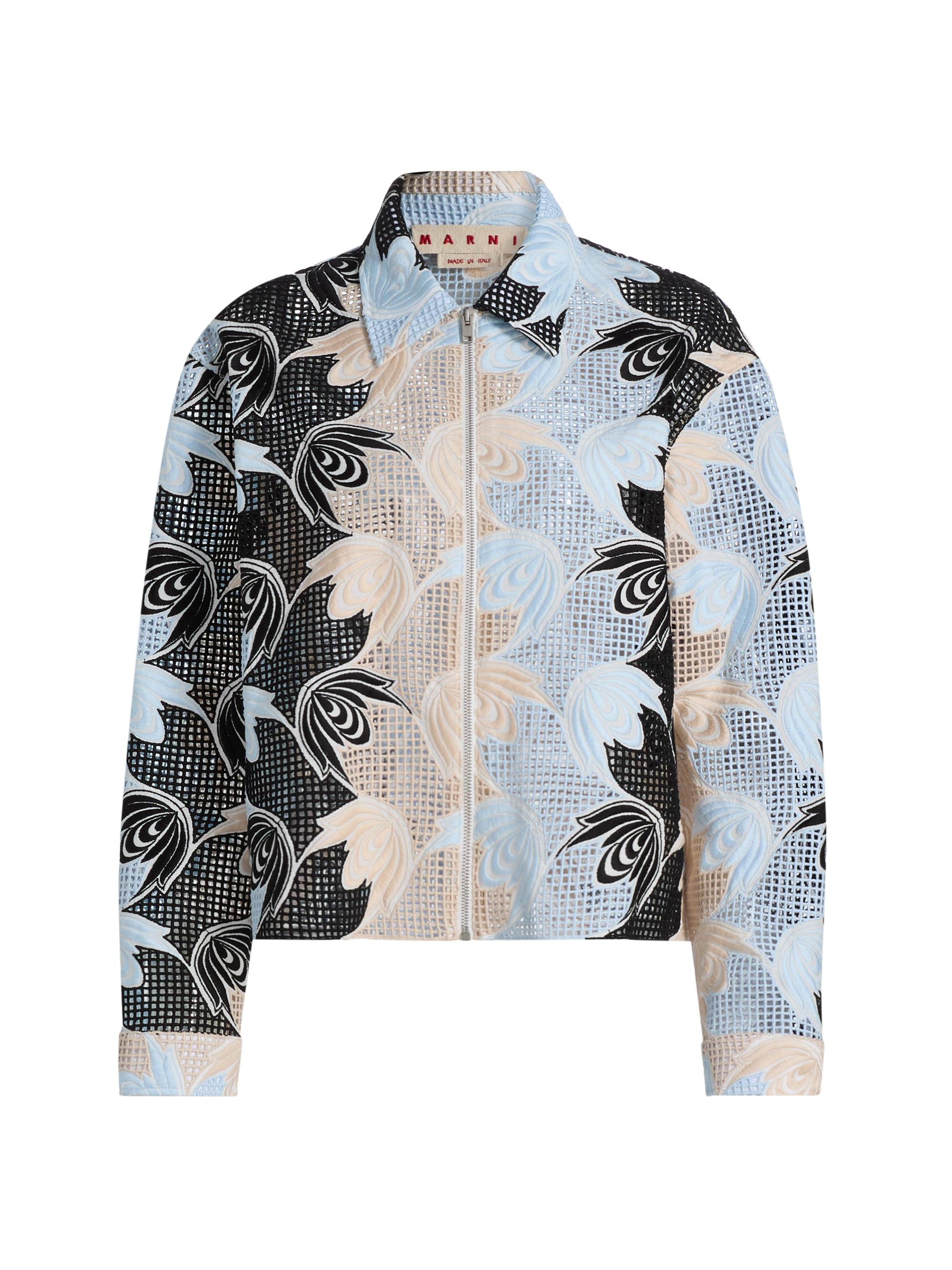 Marni Women's Wavy Floral Macrame Shirt - Lily White