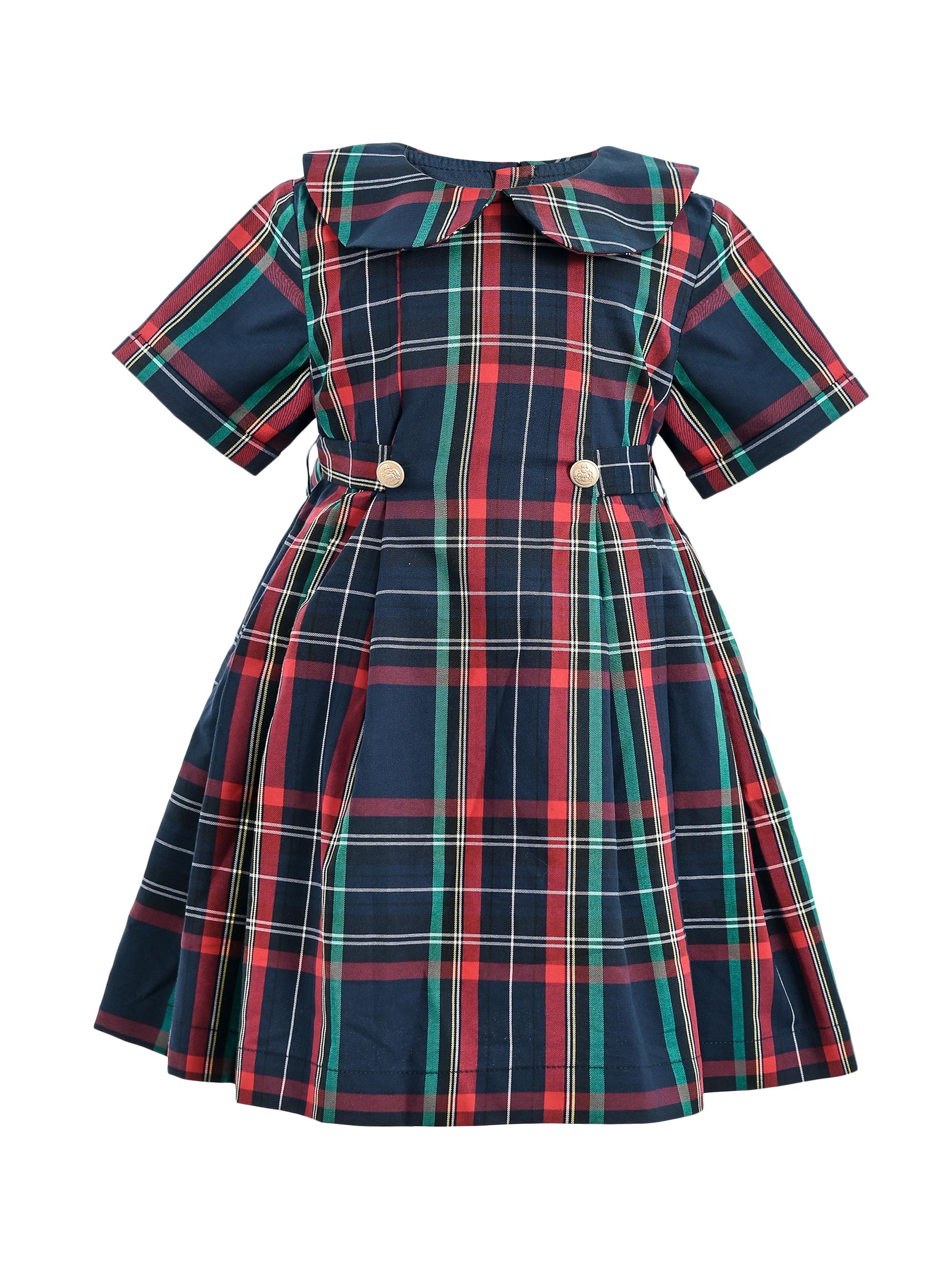 Tulleen Baby Girl's & Little Girl's Plaid Button-Waist Dress - Navy Multi 36 Months