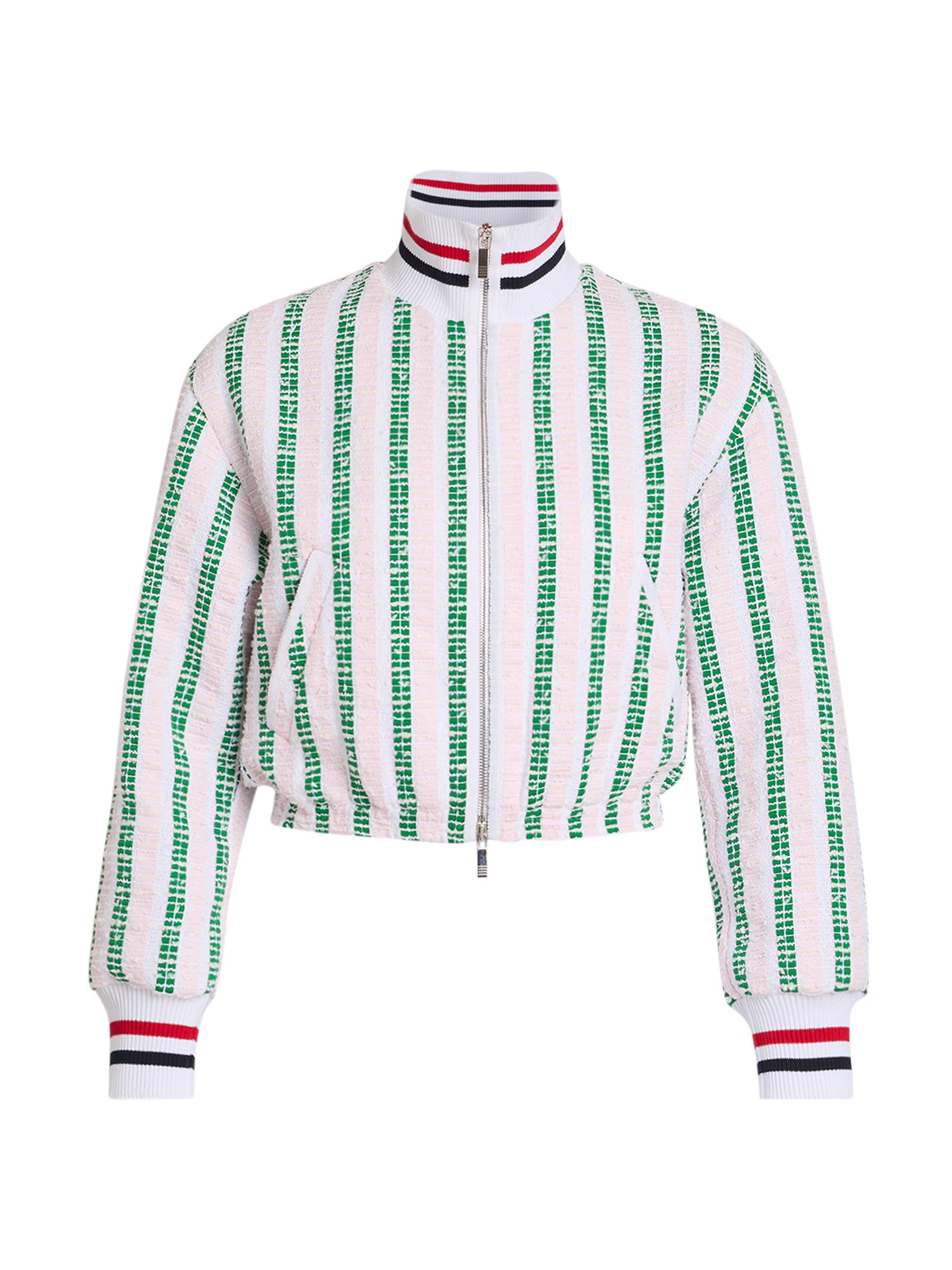 Thom Browne Women's Striped Grosgrain Tweed Jacket - Pink