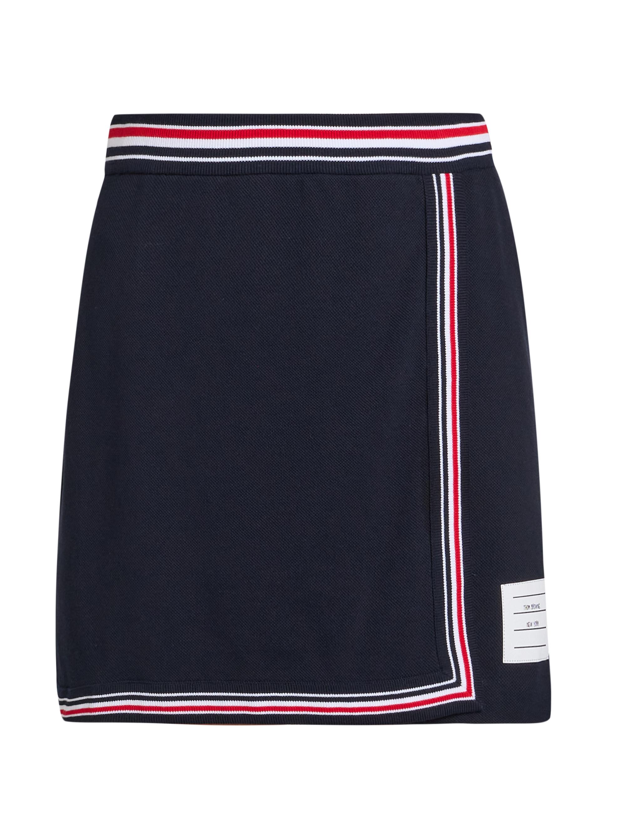 Thom Browne Women's Classic Piqué Stripe Wrap-Style Miniskirt - Navy