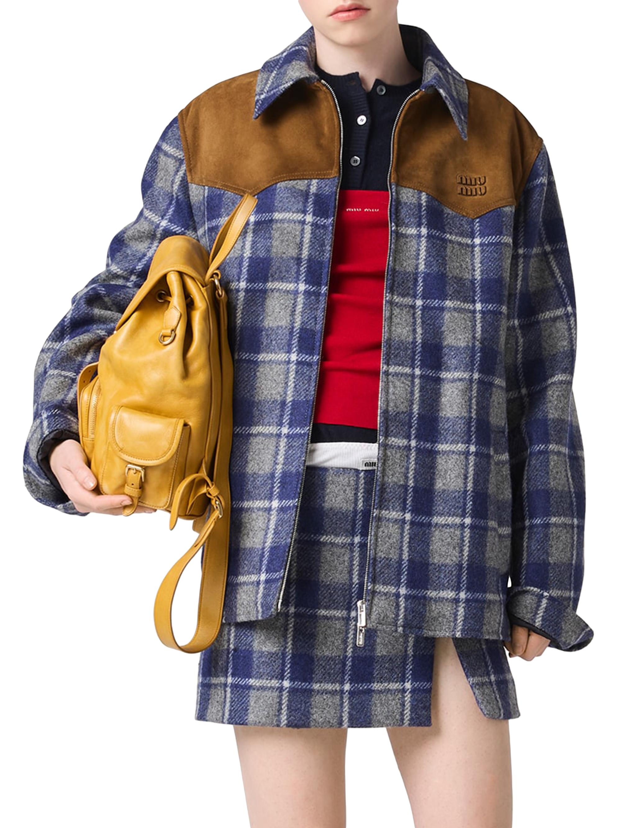 Miu Miu Checked Blouson Jacket | Saks Fifth Avenue