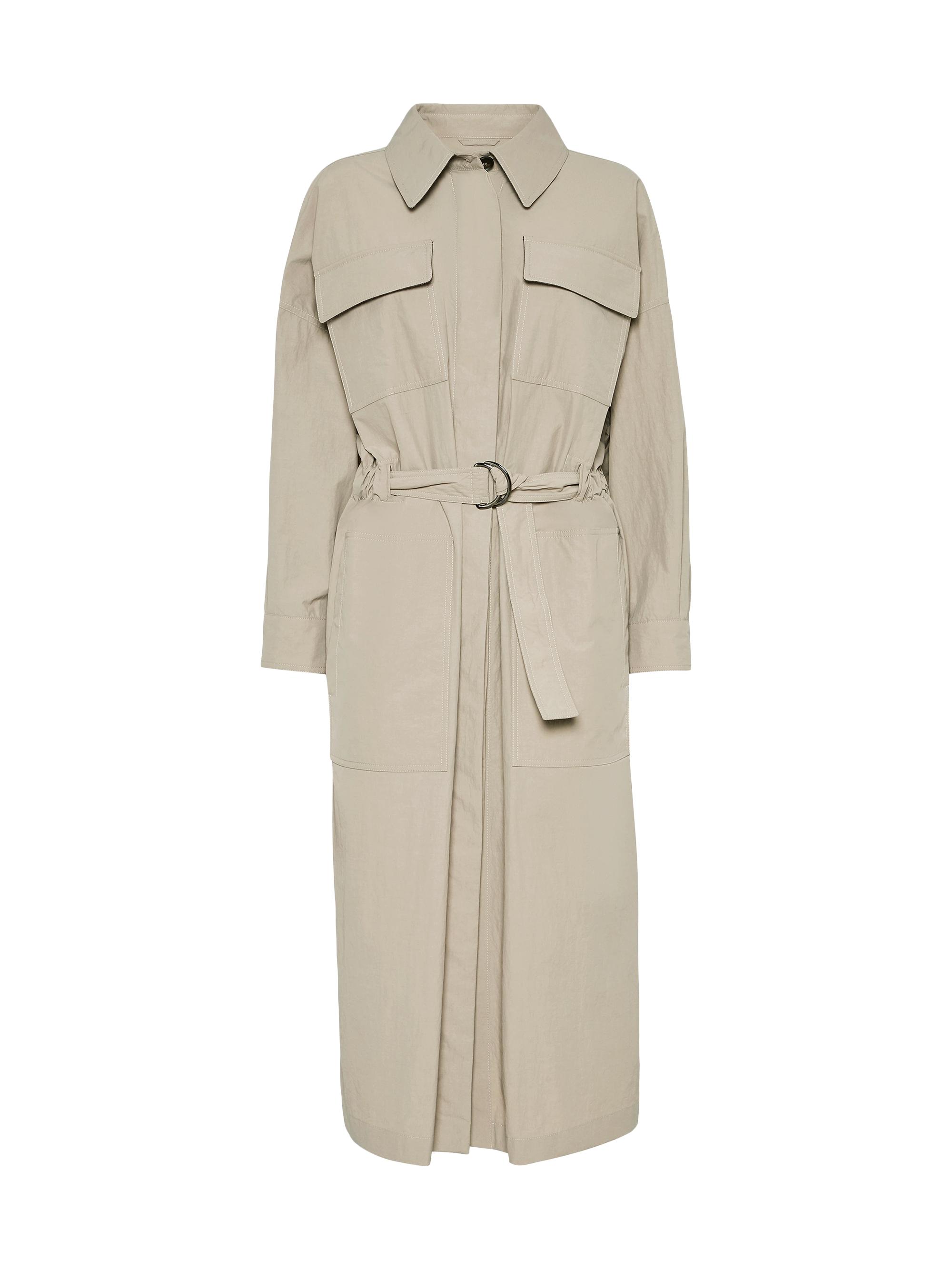 Brunello Cucinelli Women's Water Resistant Techno Cotton Trench with Shiny Detail - Beige