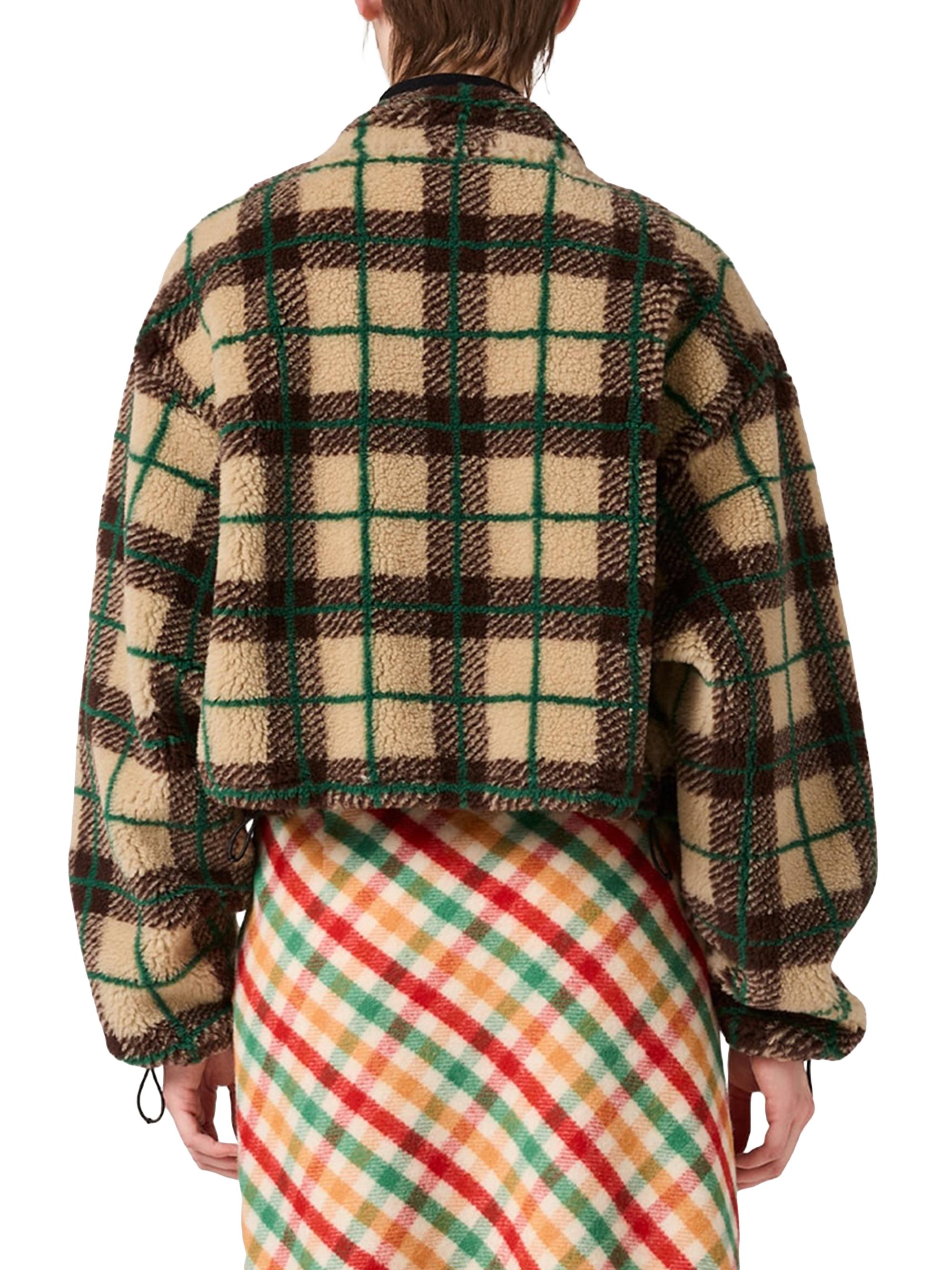 Miu Miu Checked Teddy Jacket with Zipper | Saks Fifth Avenue