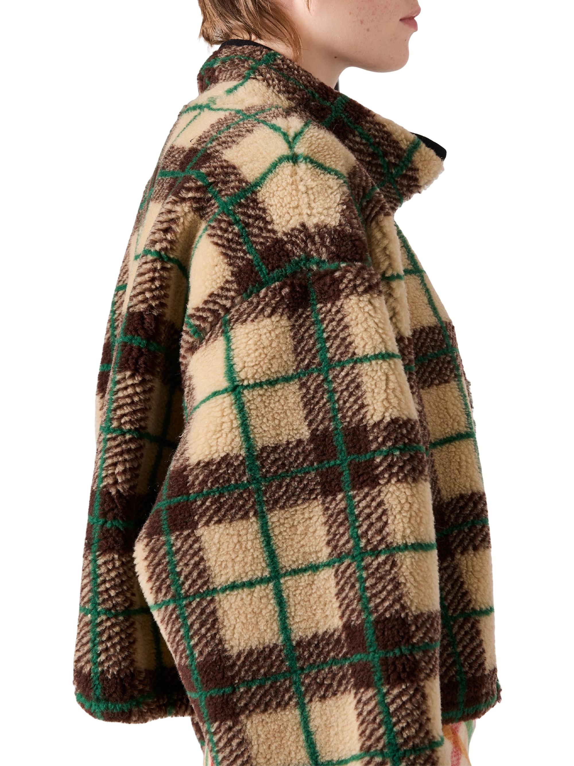 Miu Miu Checked Teddy Jacket with Zipper | Saks Fifth Avenue