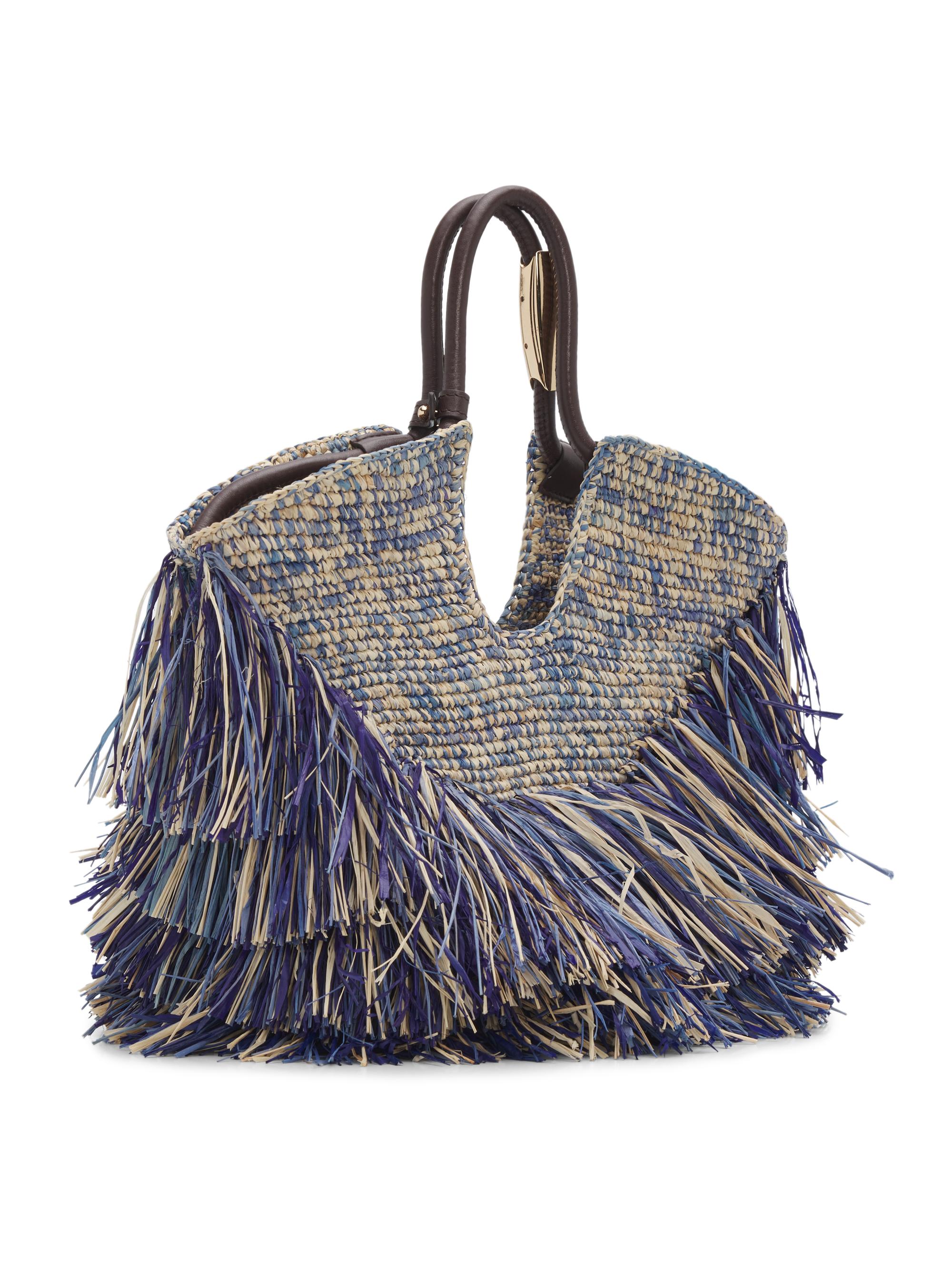 Zimmermann Women's Goldentime  Fringed Tote Bag - Denim Blue | Thumbnail 3