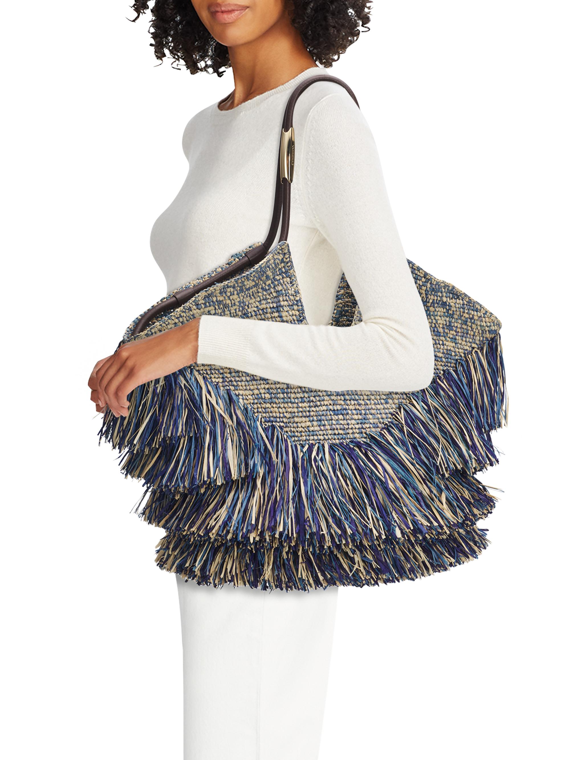 Zimmermann Women's Goldentime  Fringed Tote Bag - Denim Blue | Thumbnail 2