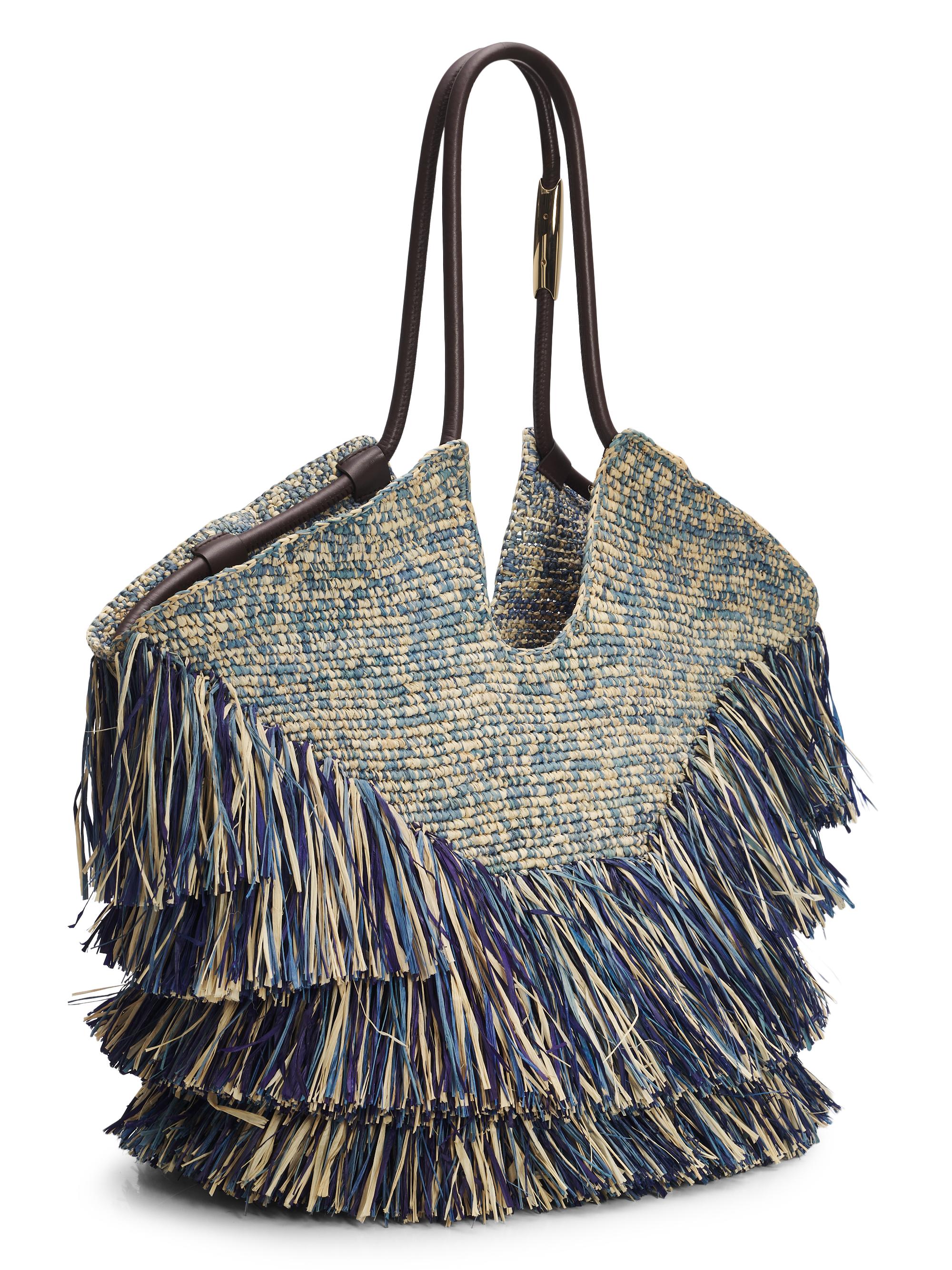 Zimmermann Women's Goldentime  Fringed Tote Bag - Denim Blue | Thumbnail 3