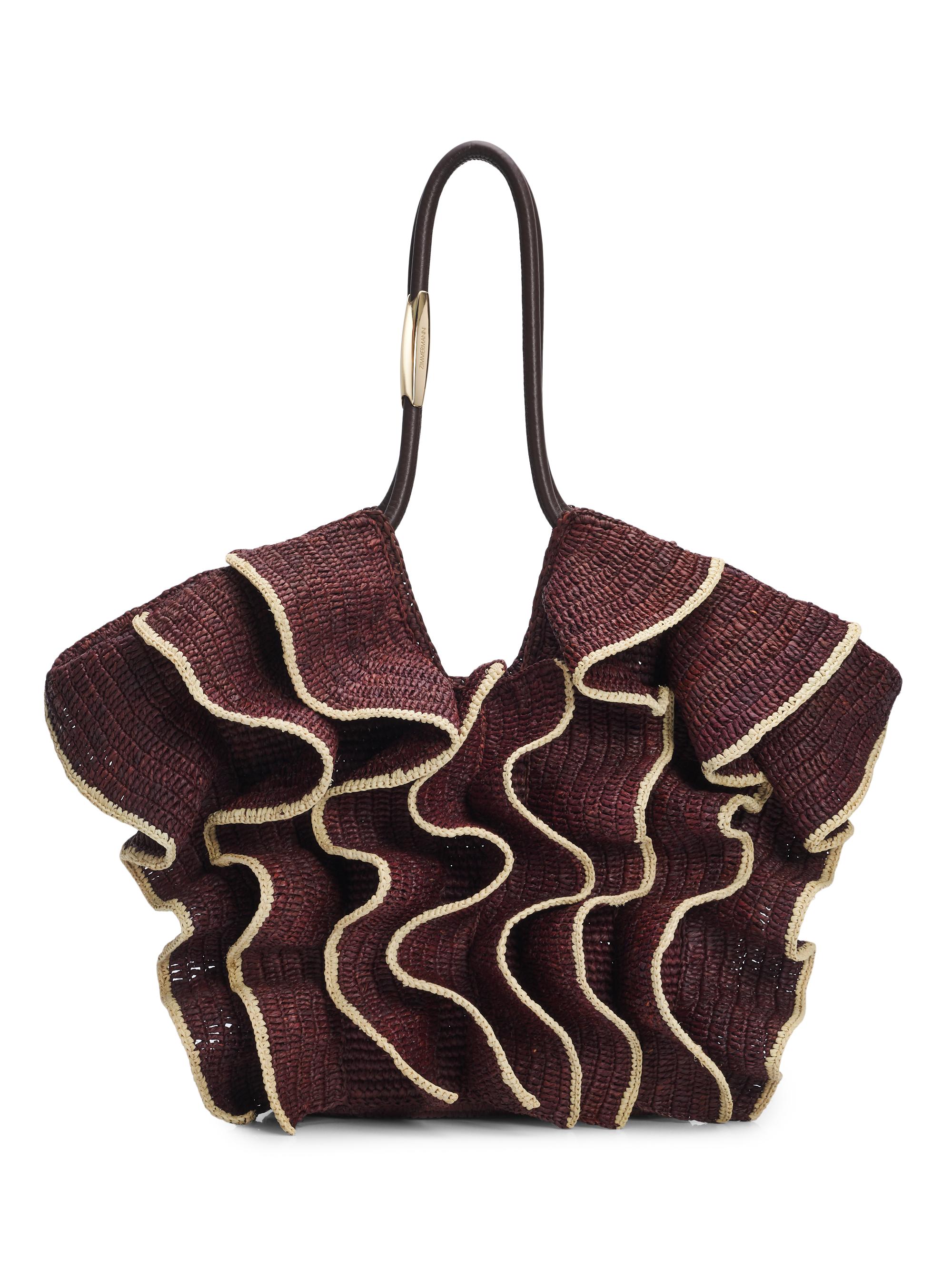 Zimmermann Women's Goldentime  Raffia Tote Bag - Chocolate