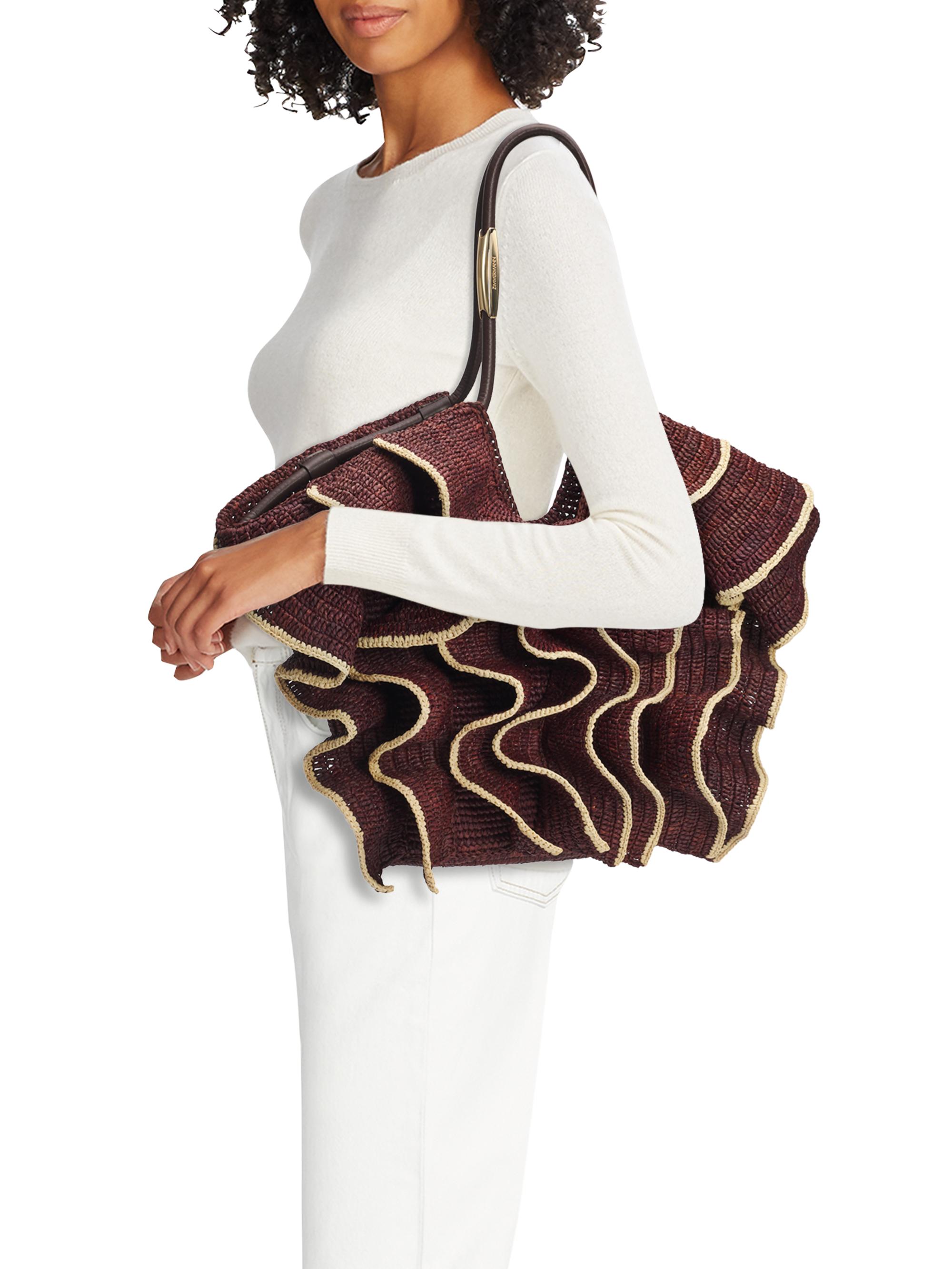 Zimmermann Women's Goldentime  Raffia Tote Bag - Chocolate | Thumbnail 2