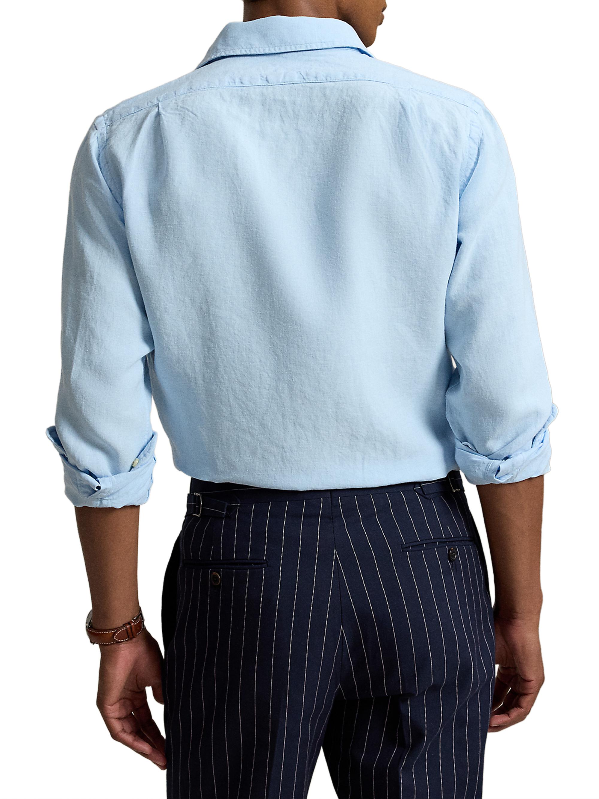 Polo Ralph Lauren Men's Linen Button-Front Shirt - Office Blue | Thumbnail 4
