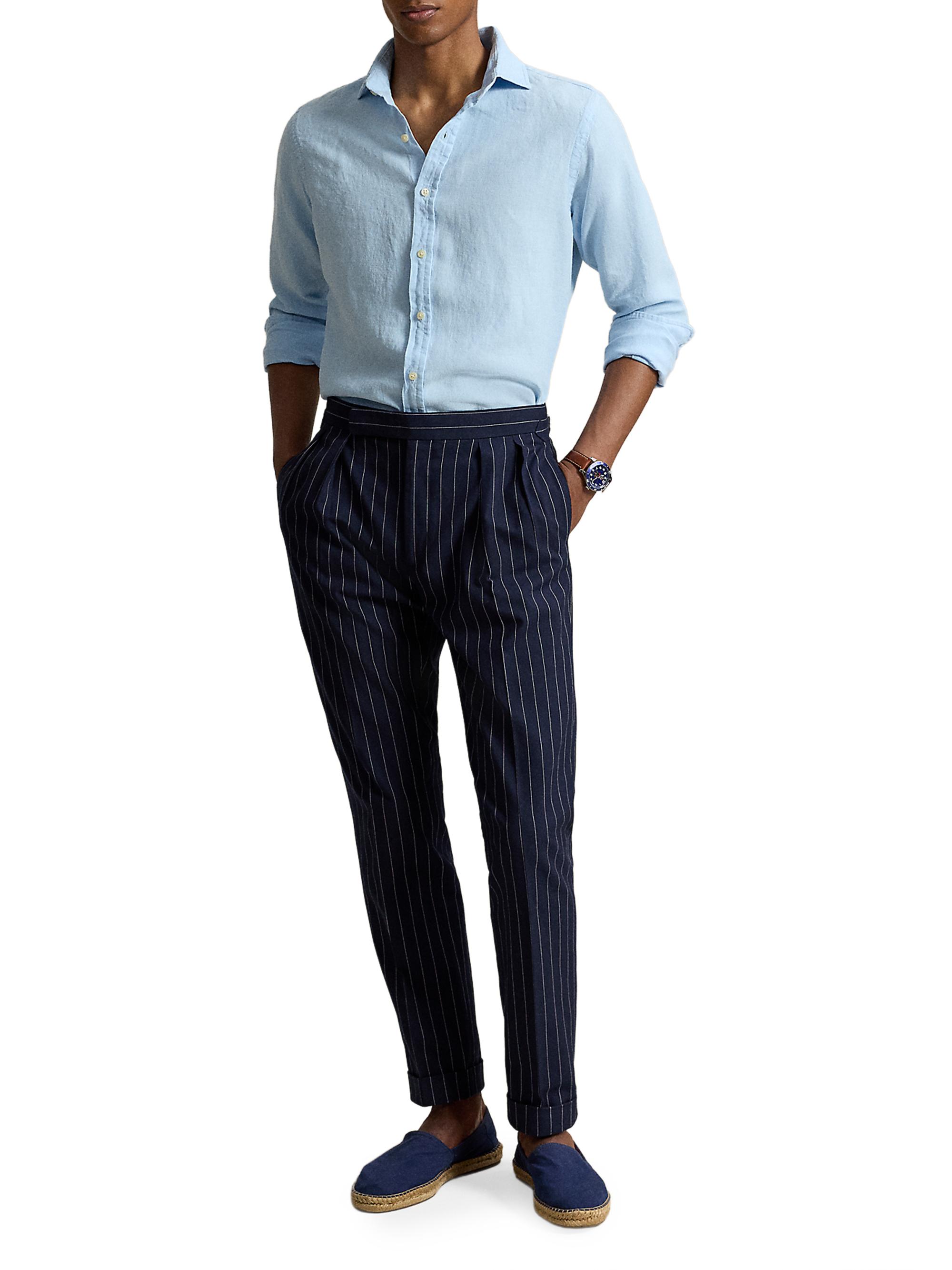 Polo Ralph Lauren Men's Linen Button-Front Shirt - Office Blue | Thumbnail 2