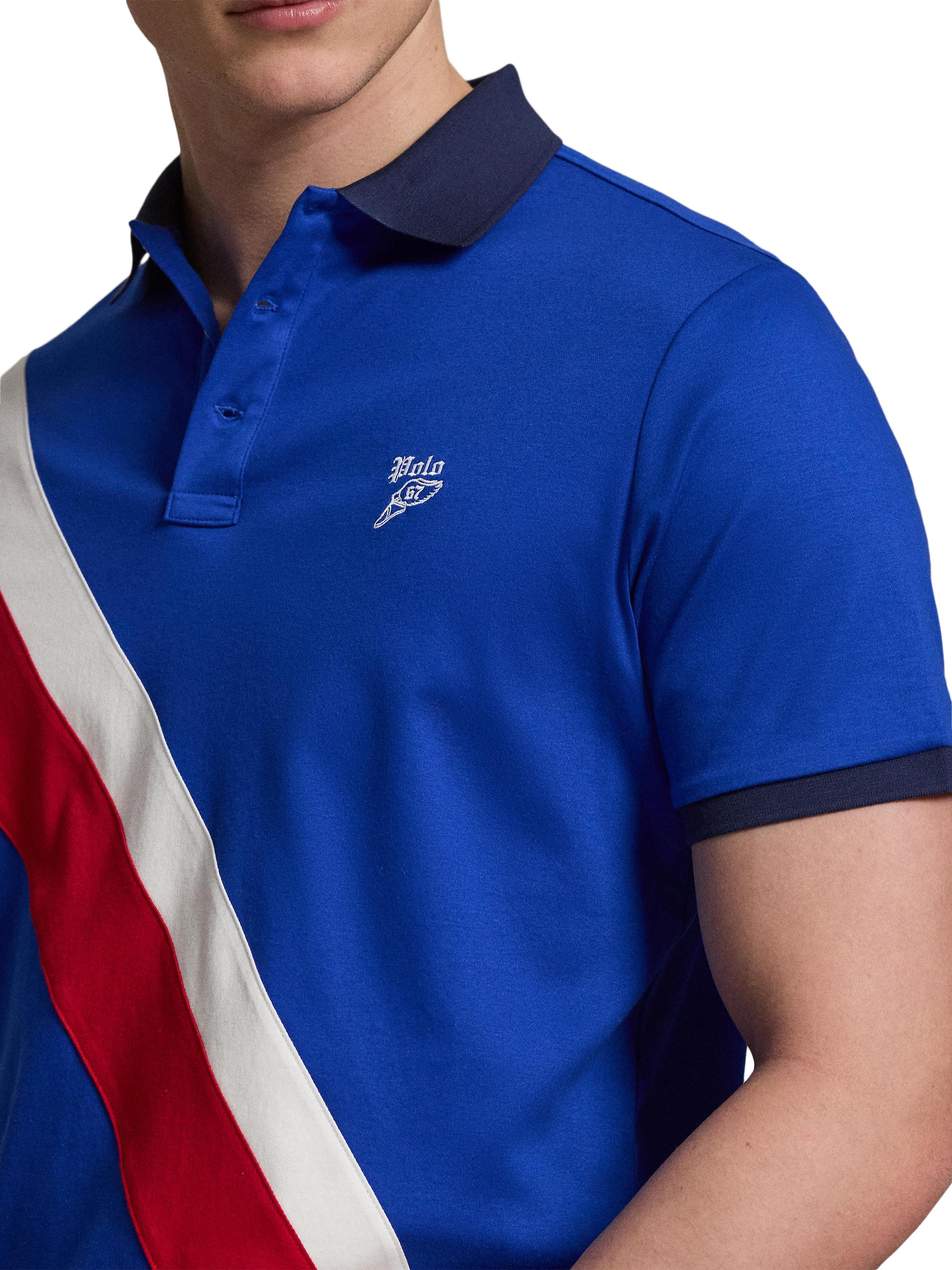 Polo Ralph Lauren Logo Contrast-Striped Cotton Polo Shirt | Saks