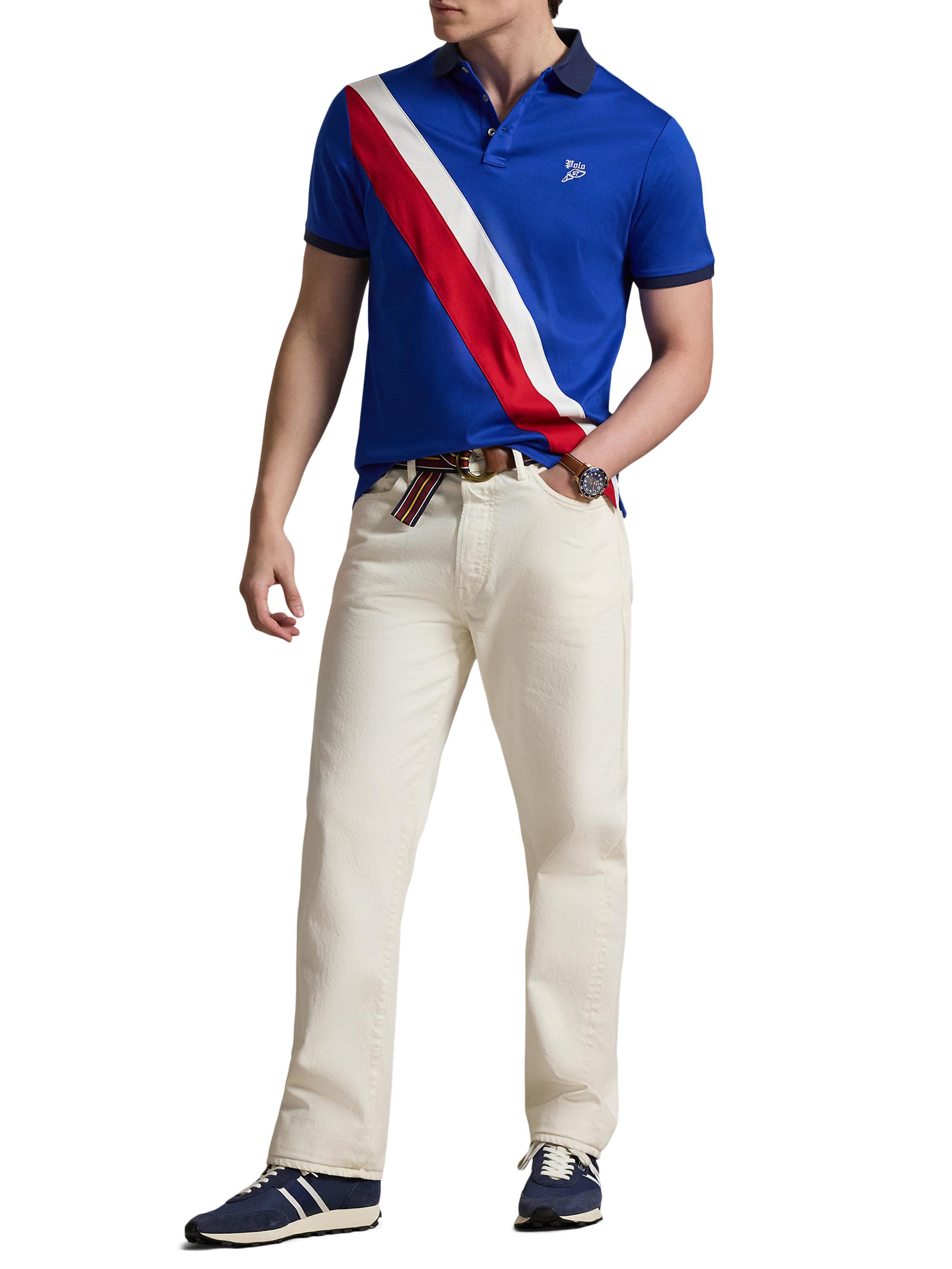 Polo Ralph Lauren Logo Contrast-Striped Cotton Polo Shirt | Saks
