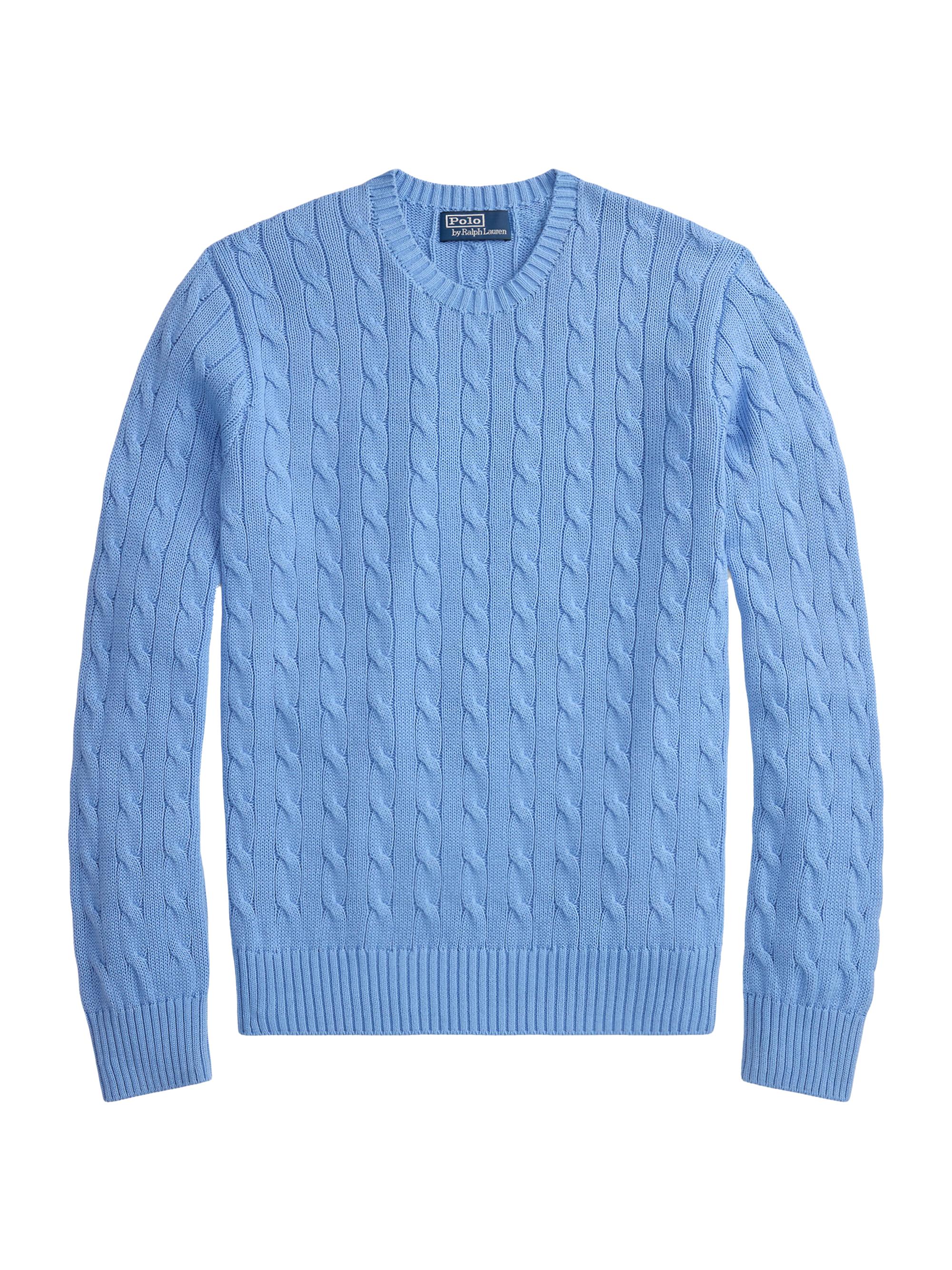 Polo Ralph Lauren Men's Cotton Cable-Knit Crewneck Sweater - Sky Blue