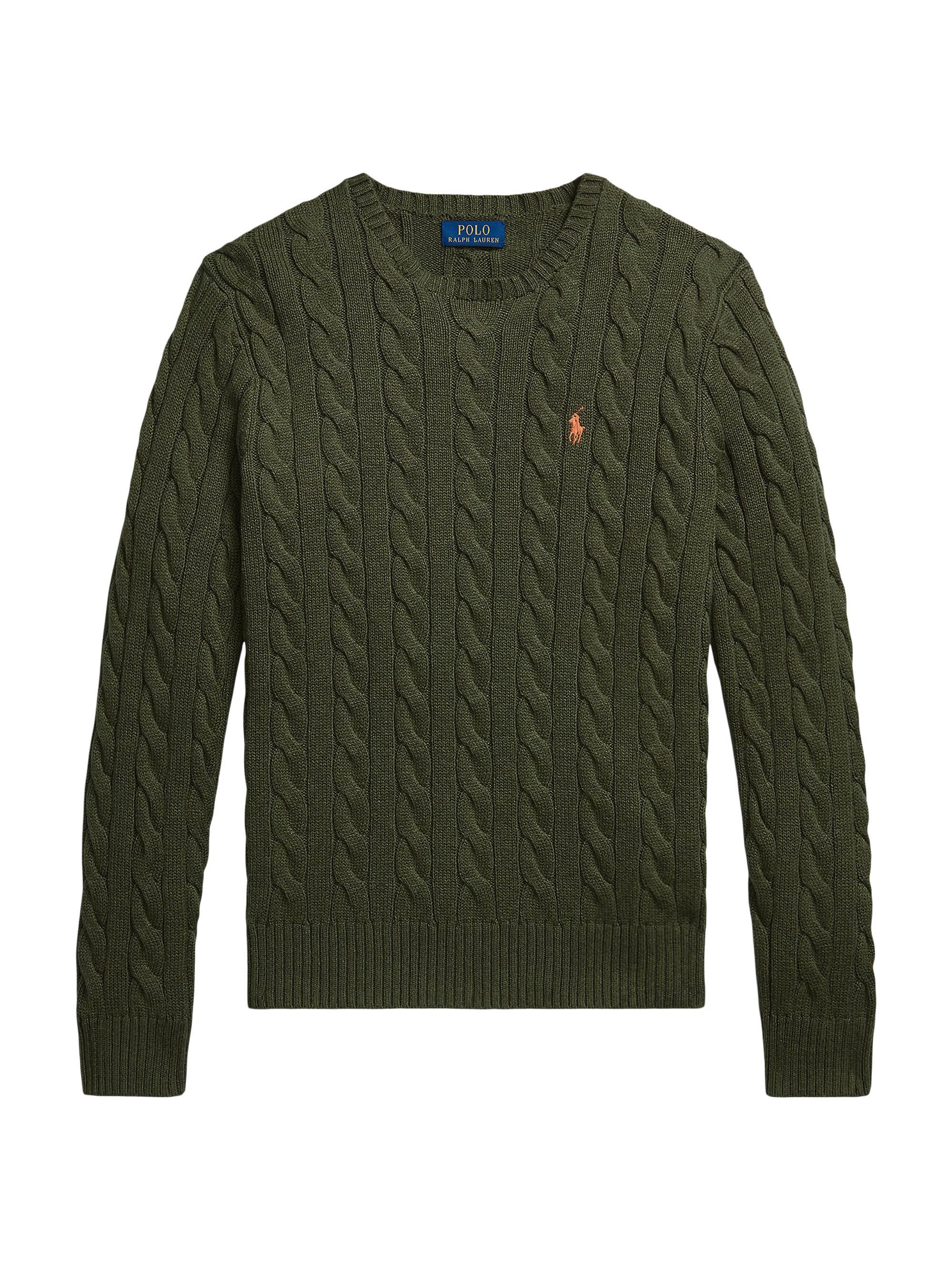 Polo Ralph Lauren Men's Cable-Knit Roving Cotton Sweater - Garden Trail Heather