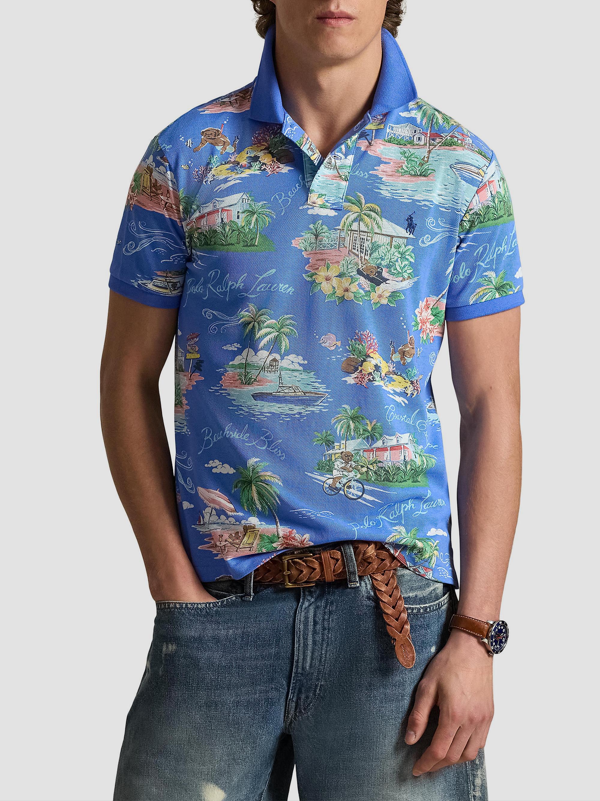 Polo Ralph Lauren Beach Printed Mesh Polo Shirt | Saks Fifth Avenue
