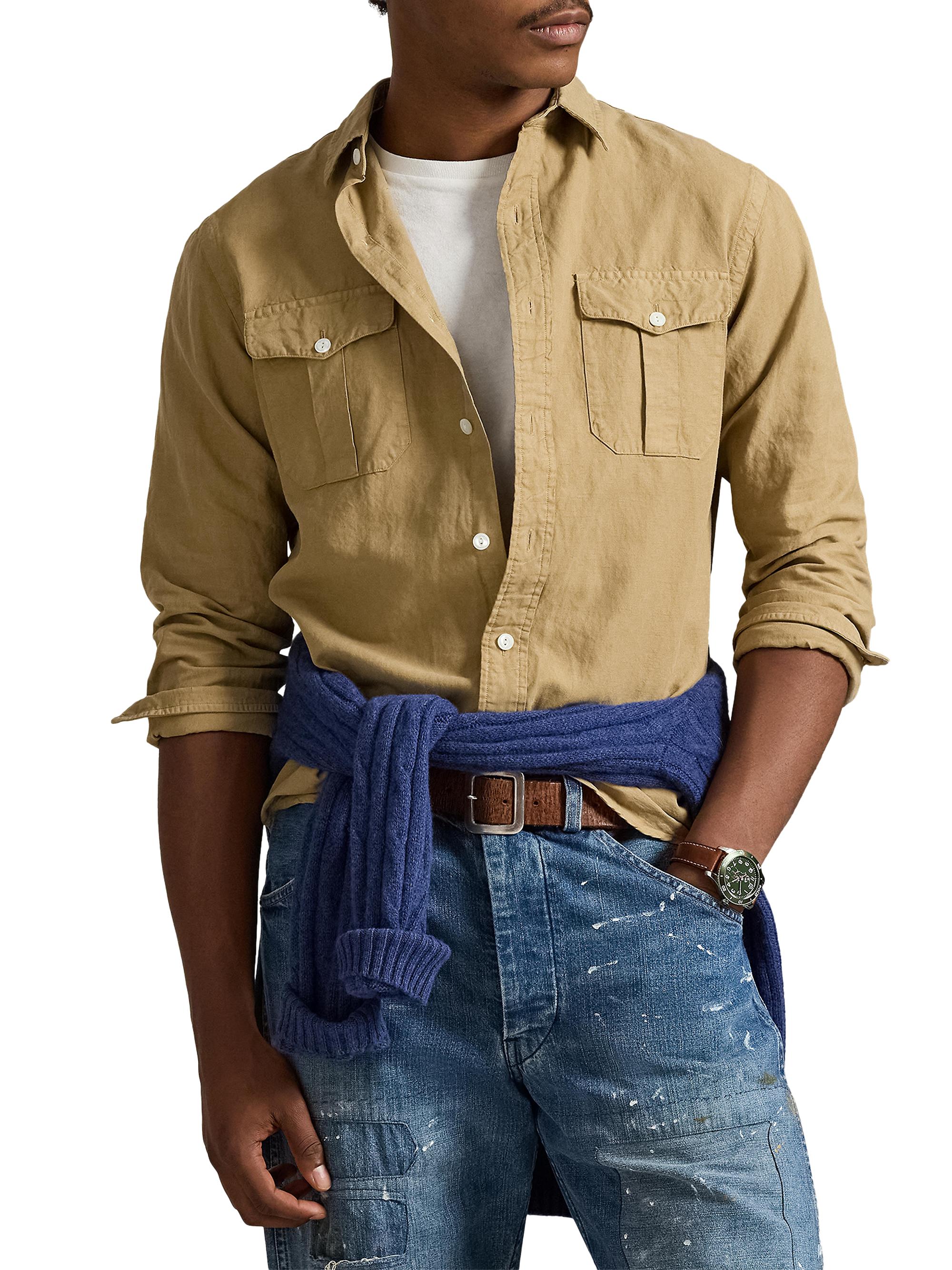 Polo Ralph Lauren Linen-Silk Canvas Utility Shirt | Saks Fifth Avenue
