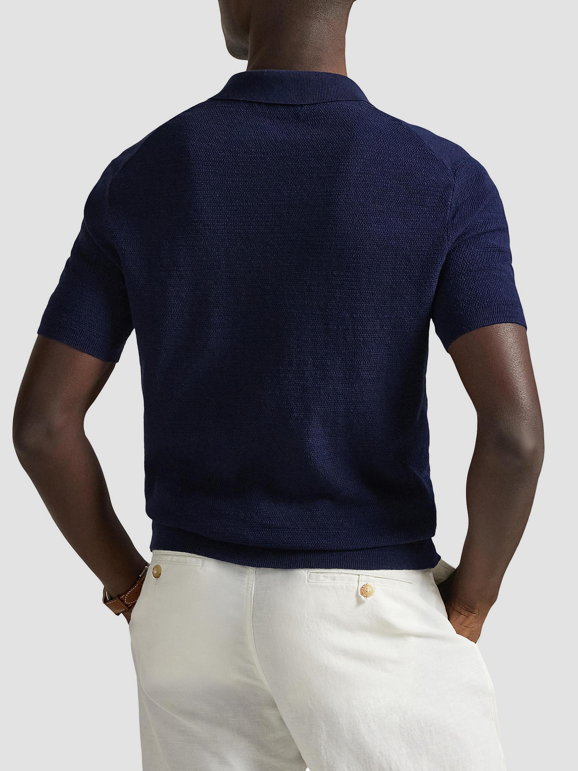 Polo Ralph Lauren Cotton-Linen Knit Polo Shirt | Saks Fifth Avenue