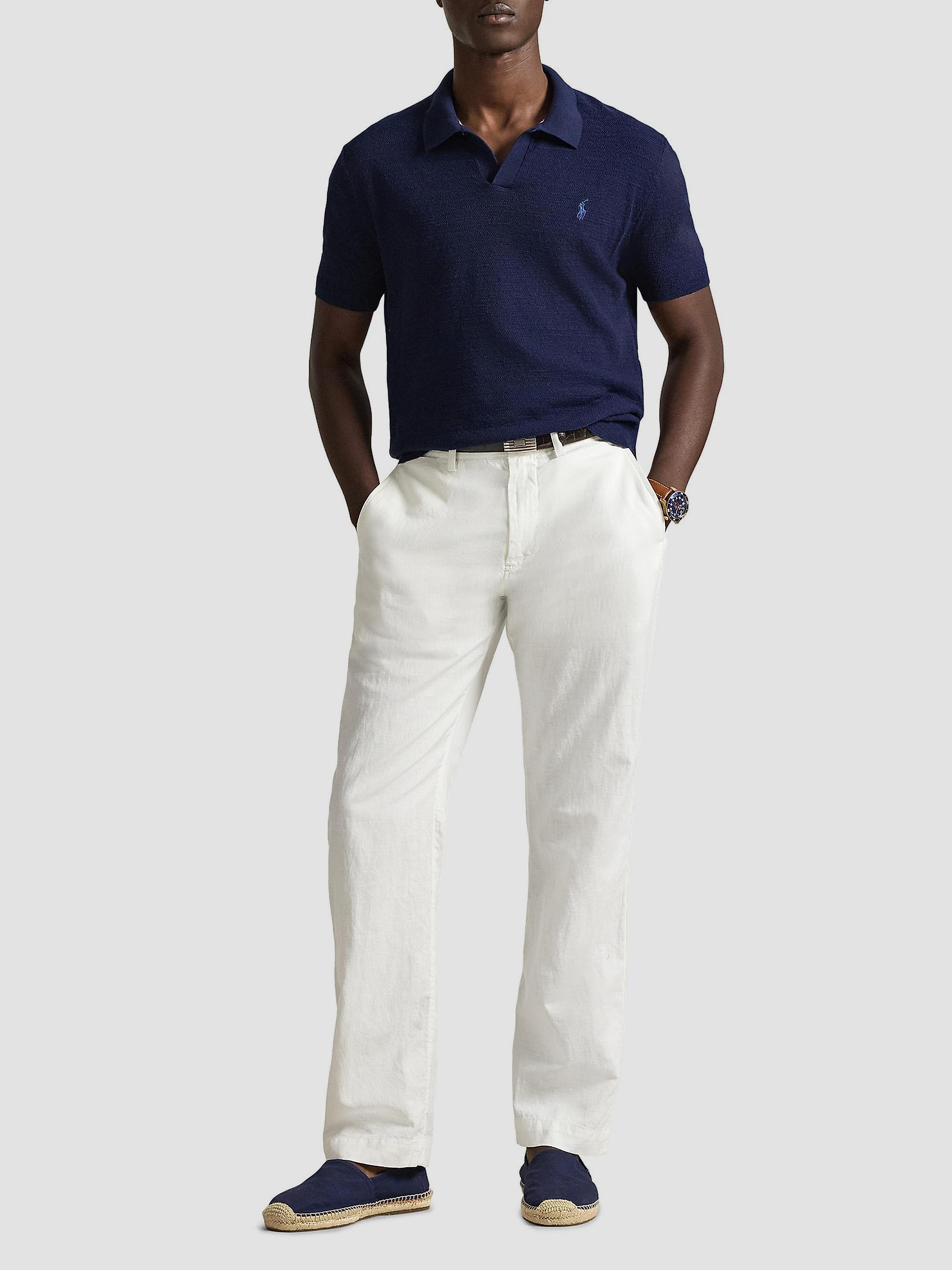 Polo Ralph Lauren Cotton-Linen Knit Polo Shirt | Saks Fifth Avenue