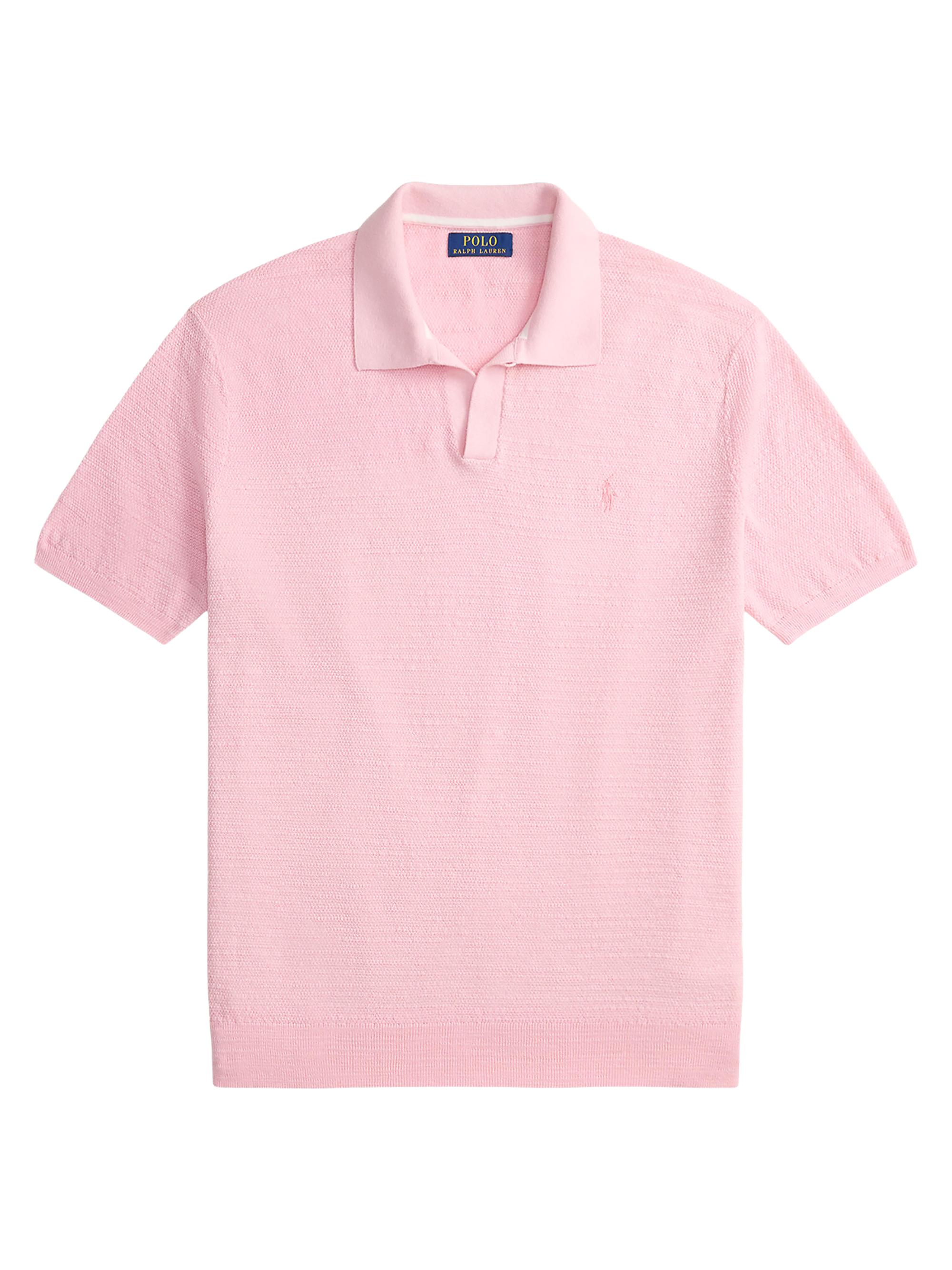 Polo Ralph Lauren Men's Cotton-Linen Knit Polo Shirt - Carmel Pink Deck Wash White