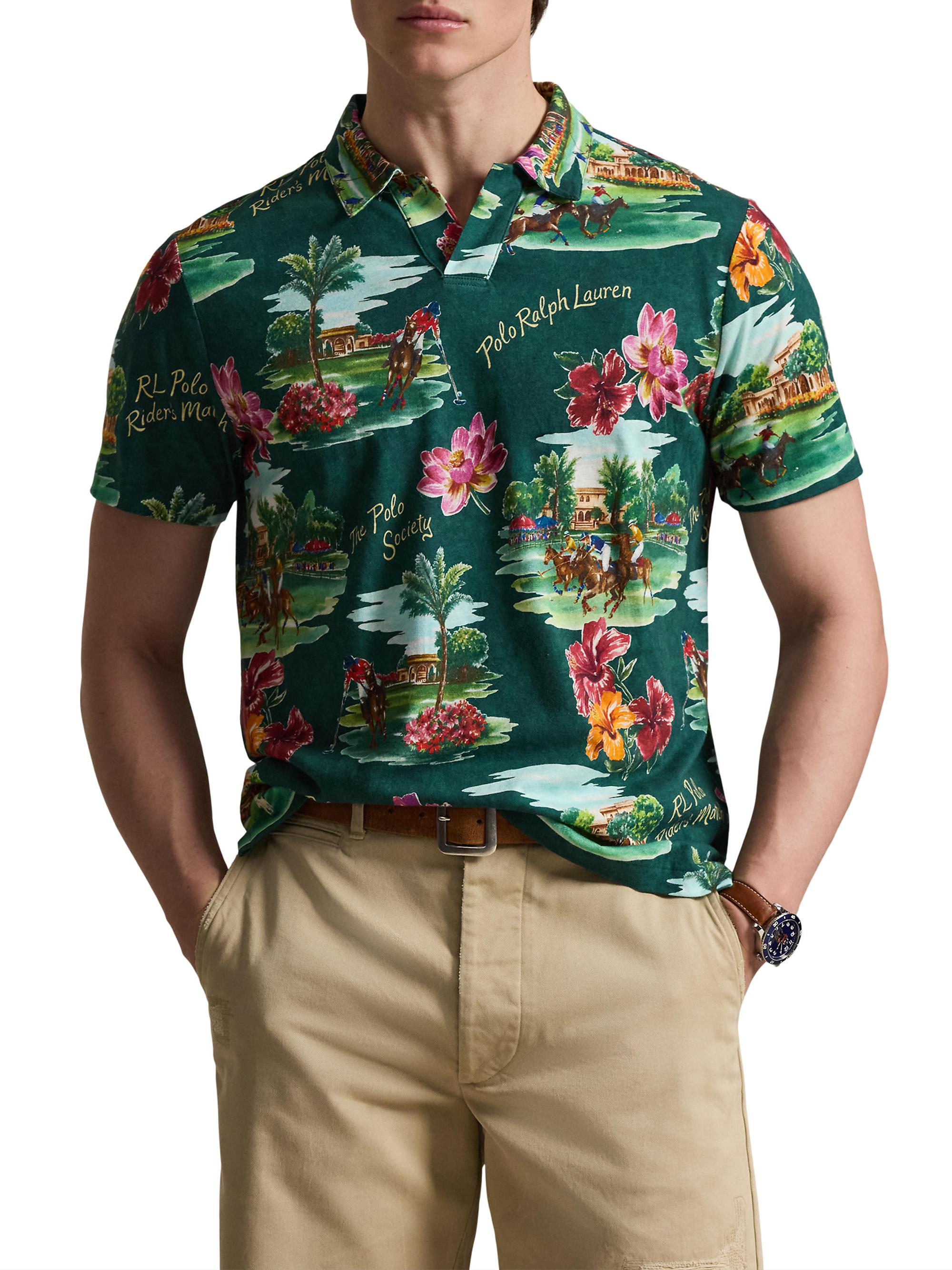 Polo Ralph Lauren Printed Linen-Cotton Jersey Polo Shirt | Saks