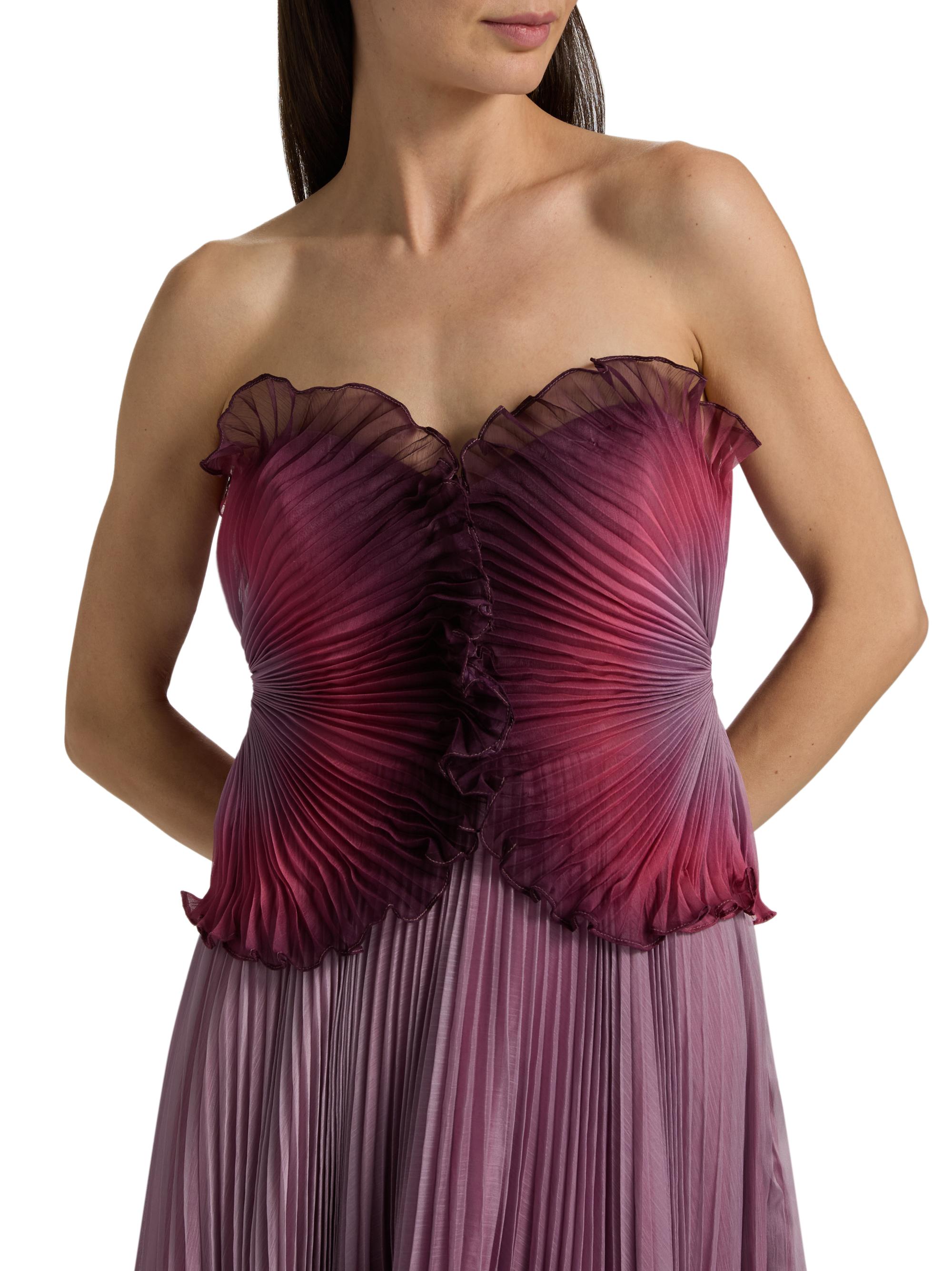 Amur Delyth Pleated Strapless Tea-Length Dress | Saks Fifth Avenue