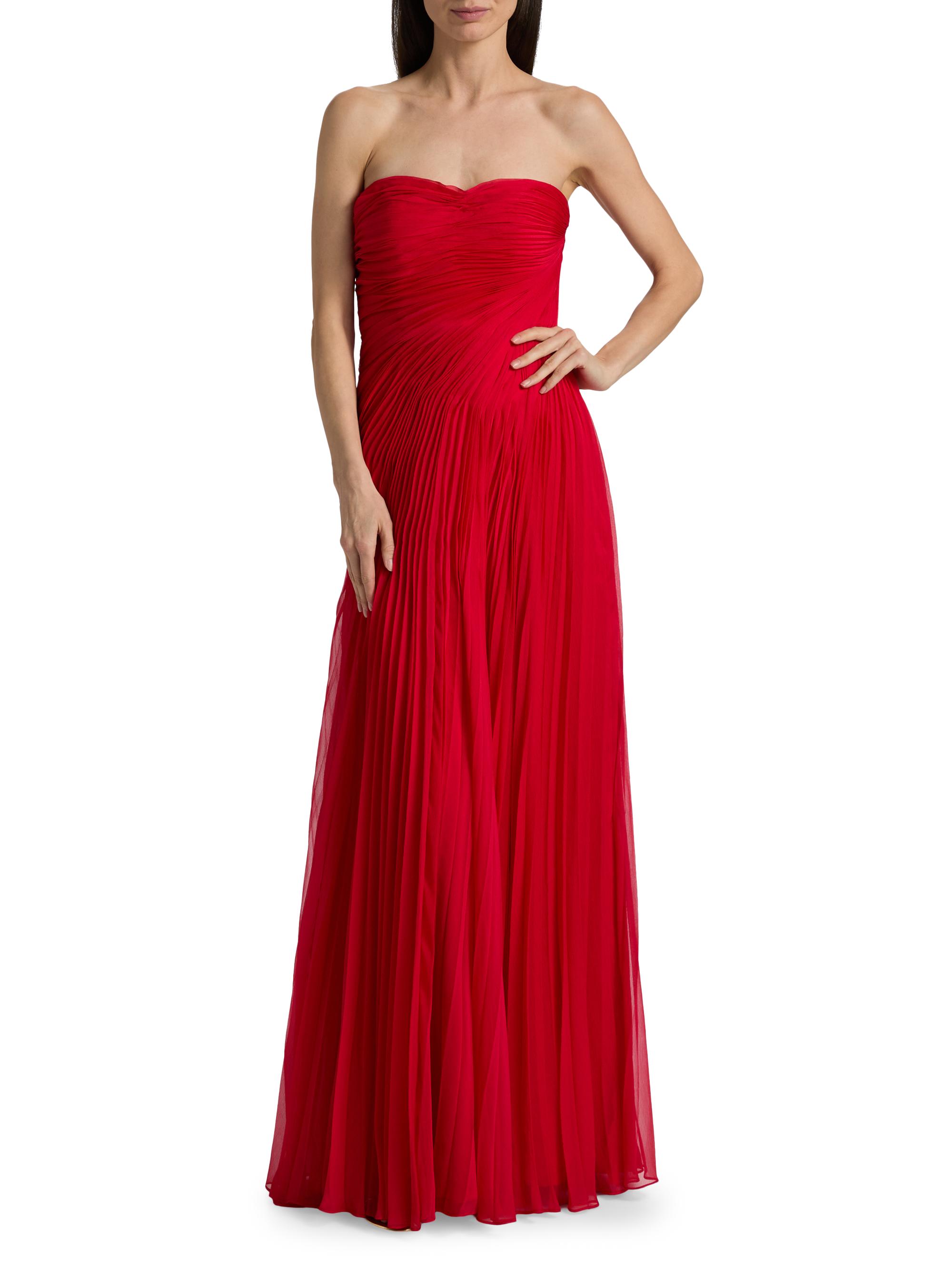 joya strapless sweetheart lam pleated a-line dress from saks fifth As It May Women's Joie Embroidered Organza Strapless A-Line Gown - Blue Rose