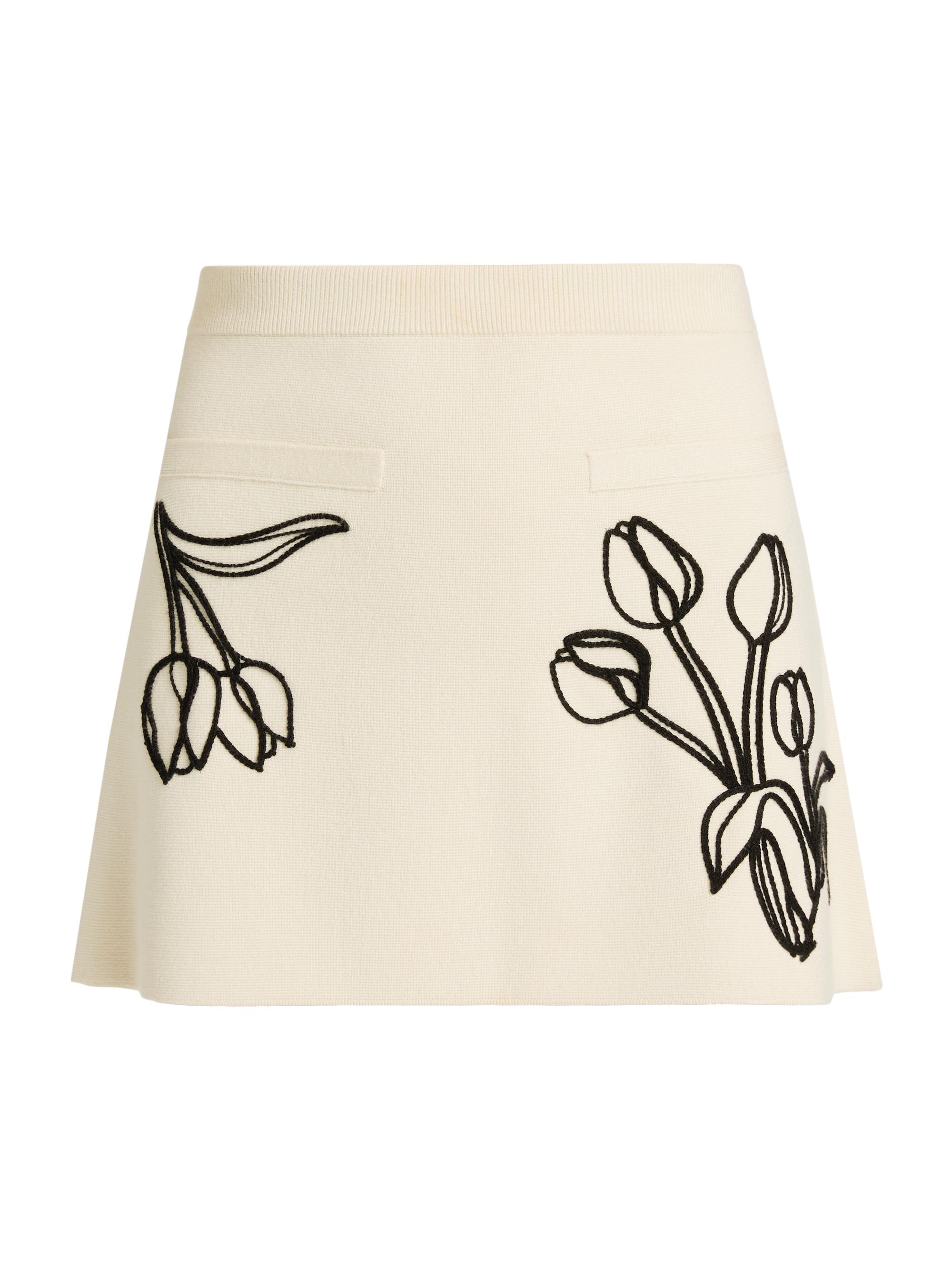 AMUR Women's Roe Embroidered Knit Miniskirt -  Pebble | Thumbnail 8