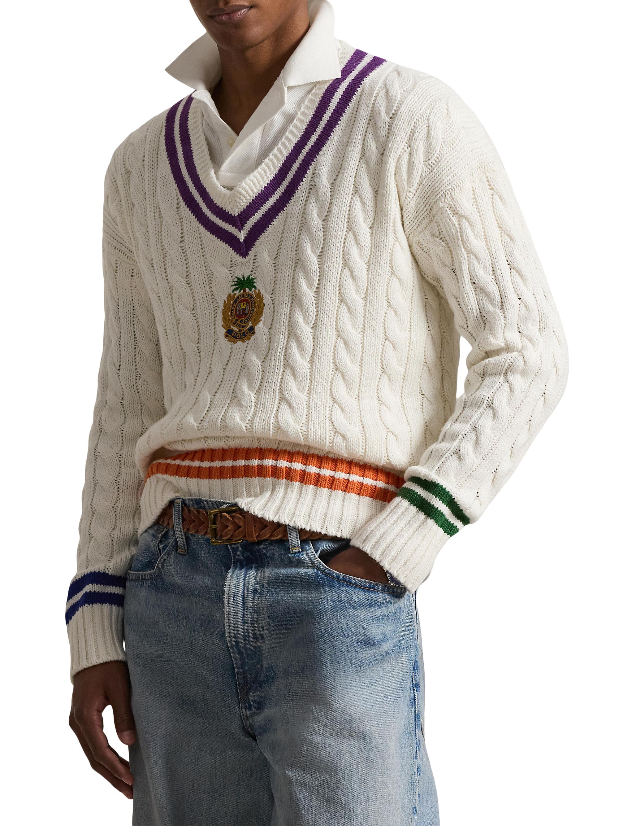 Polo Ralph Lauren Cable-Knit V-Neck Sweater | Saks Fifth Avenue