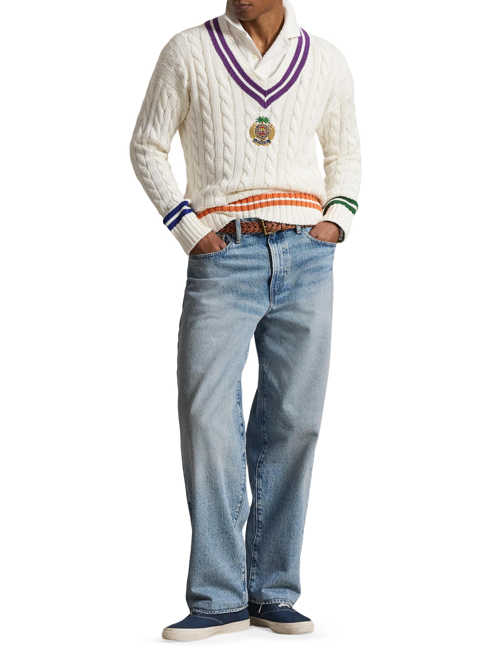 Polo Ralph Lauren Cable-Knit V-Neck Sweater | Saks Fifth Avenue