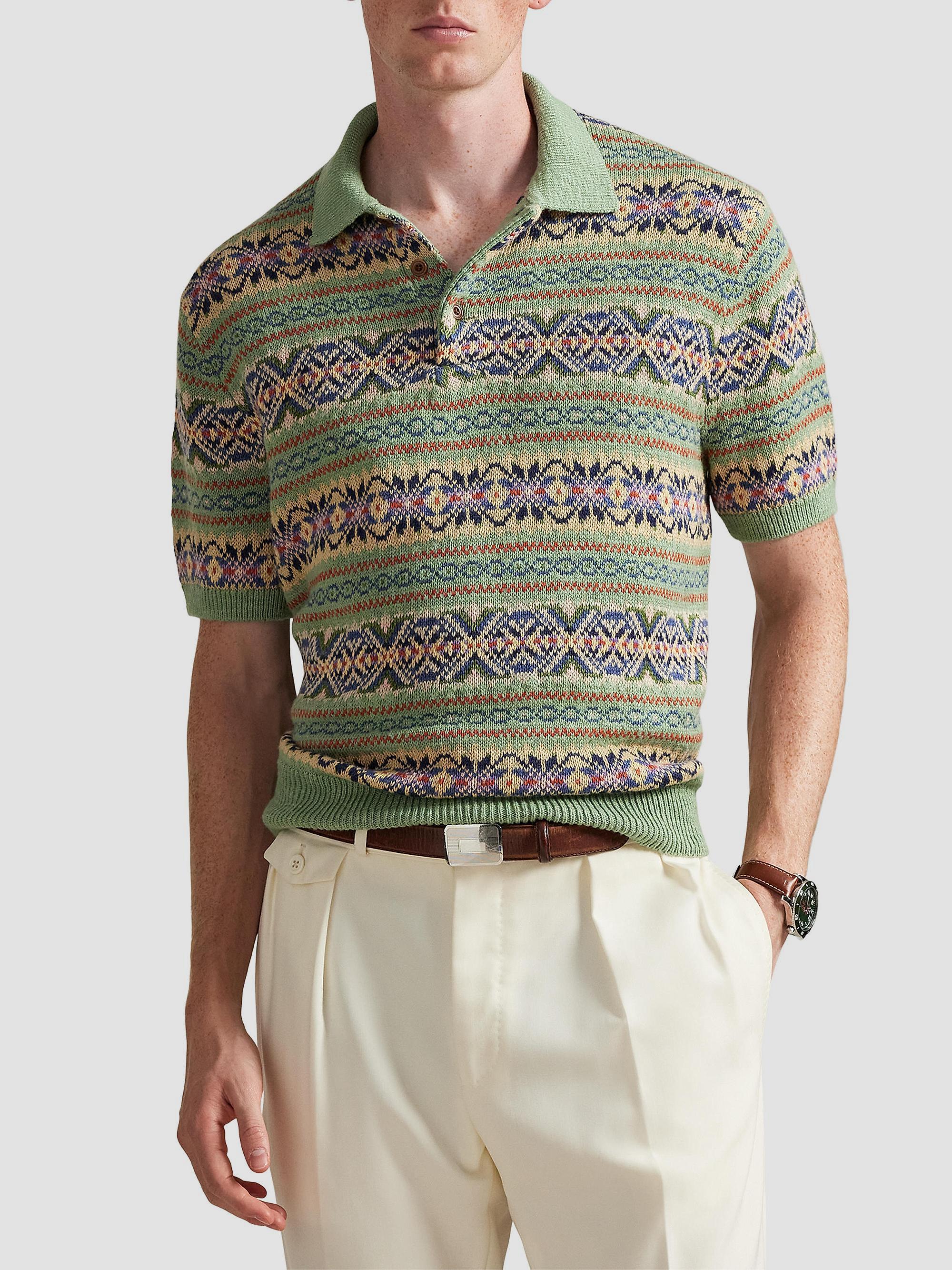 Polo Ralph Lauren Intarsia-Knit Polo Sweater | Saks Fifth Avenue