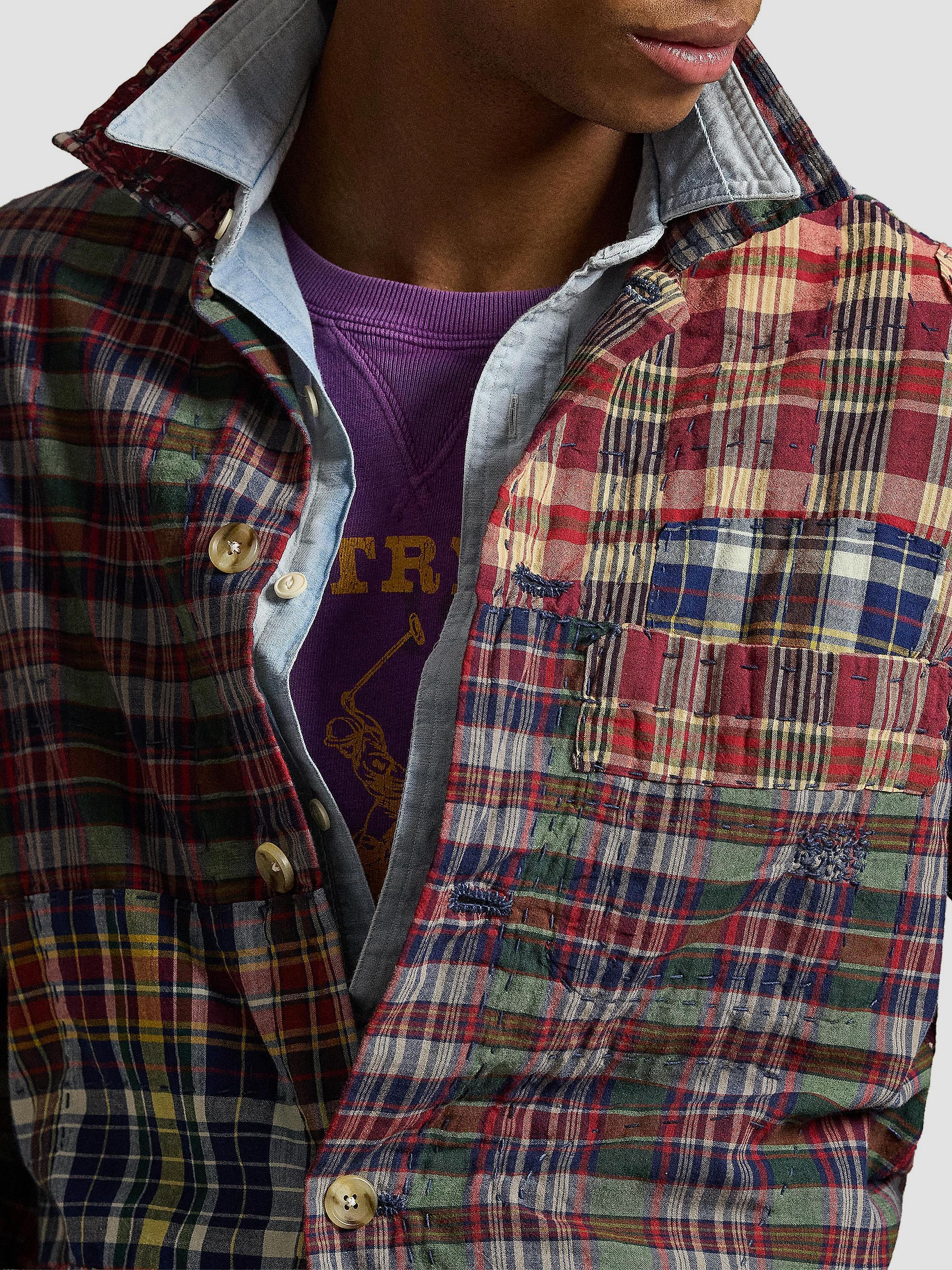 Polo Ralph Lauren Madras Topstiched Patchwork Cotton Shirt | Saks