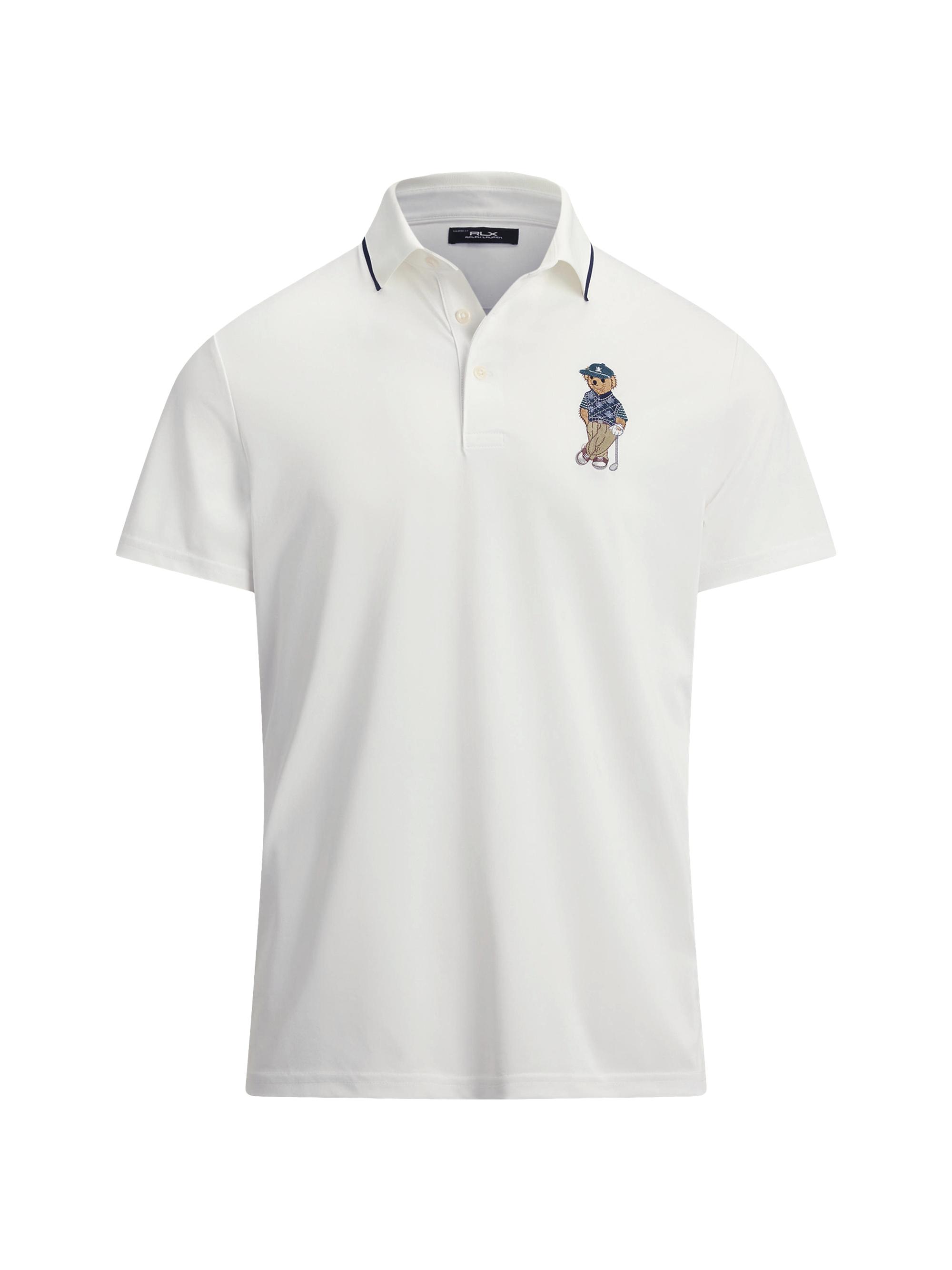 RLX Ralph Lauren Men's Polo Bear Airtech Pique Knit Polo Shirt - Ceramic White