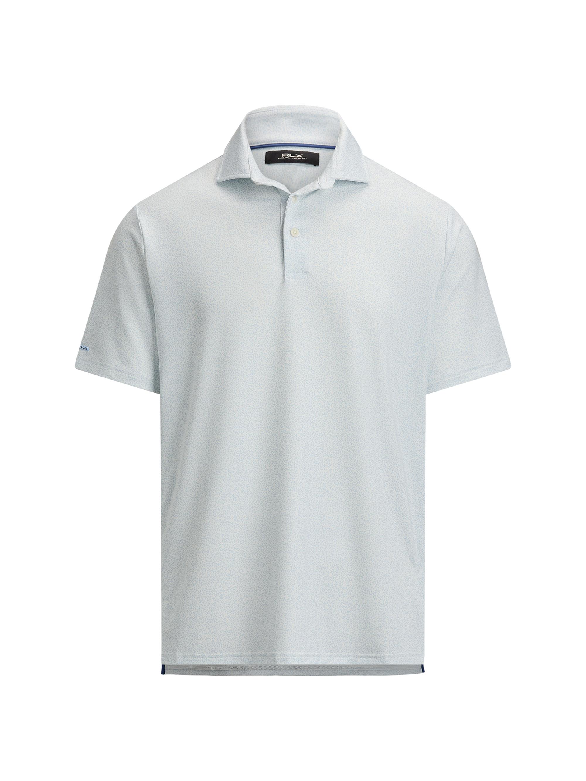 RLX Ralph Lauren Men's Lightweight Airflow Knit Polo Shirt - Office Blue Savannah Vine