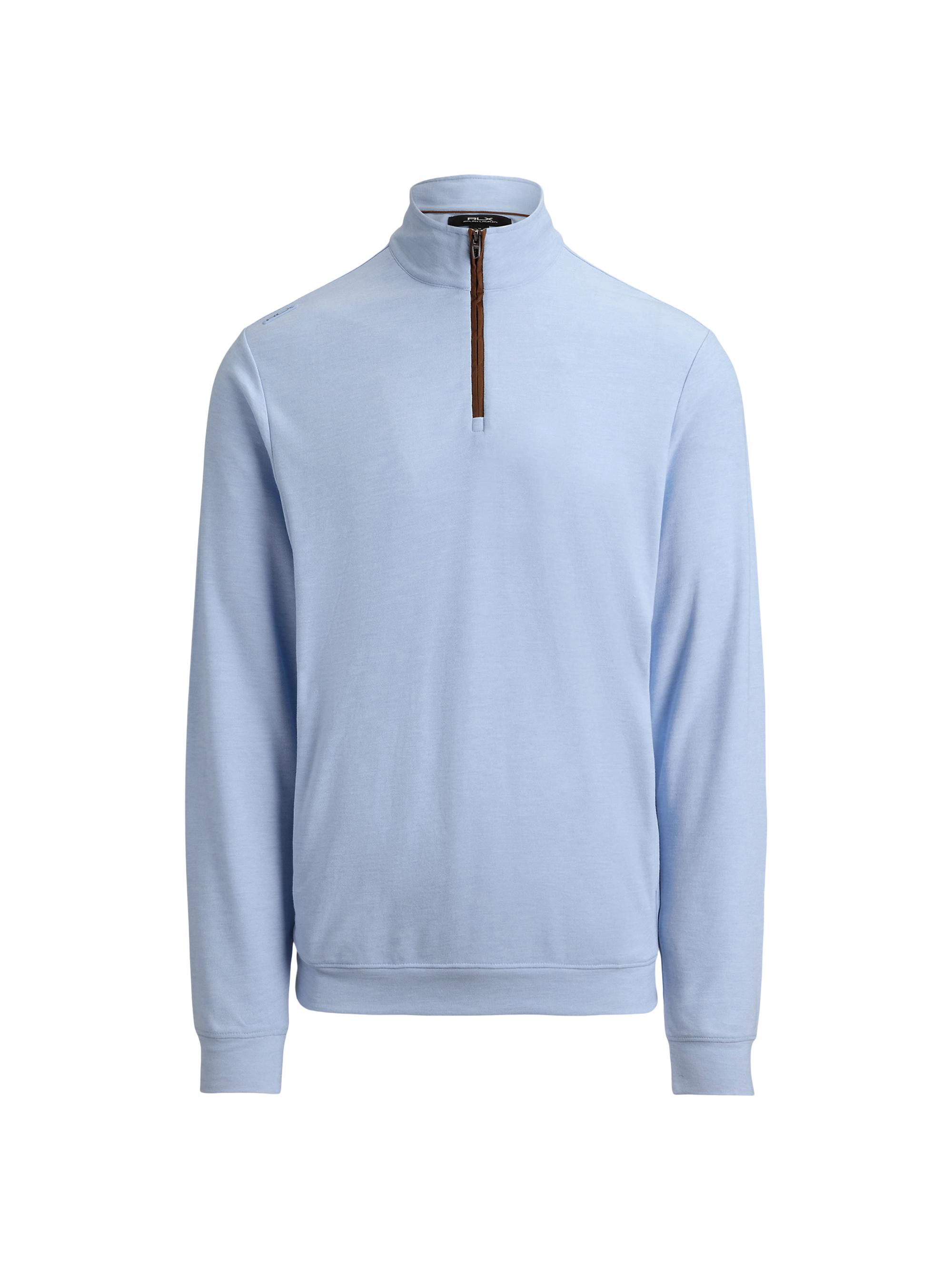 RLX Ralph Lauren Men's Movement Mesh Knit Quarter-Zip Sweatshirt - Office Blue Heather