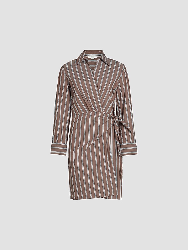 vince wrap dress Belted Midi | Black forward woman Women's Striped Cotton-Blend Wrap Dress,