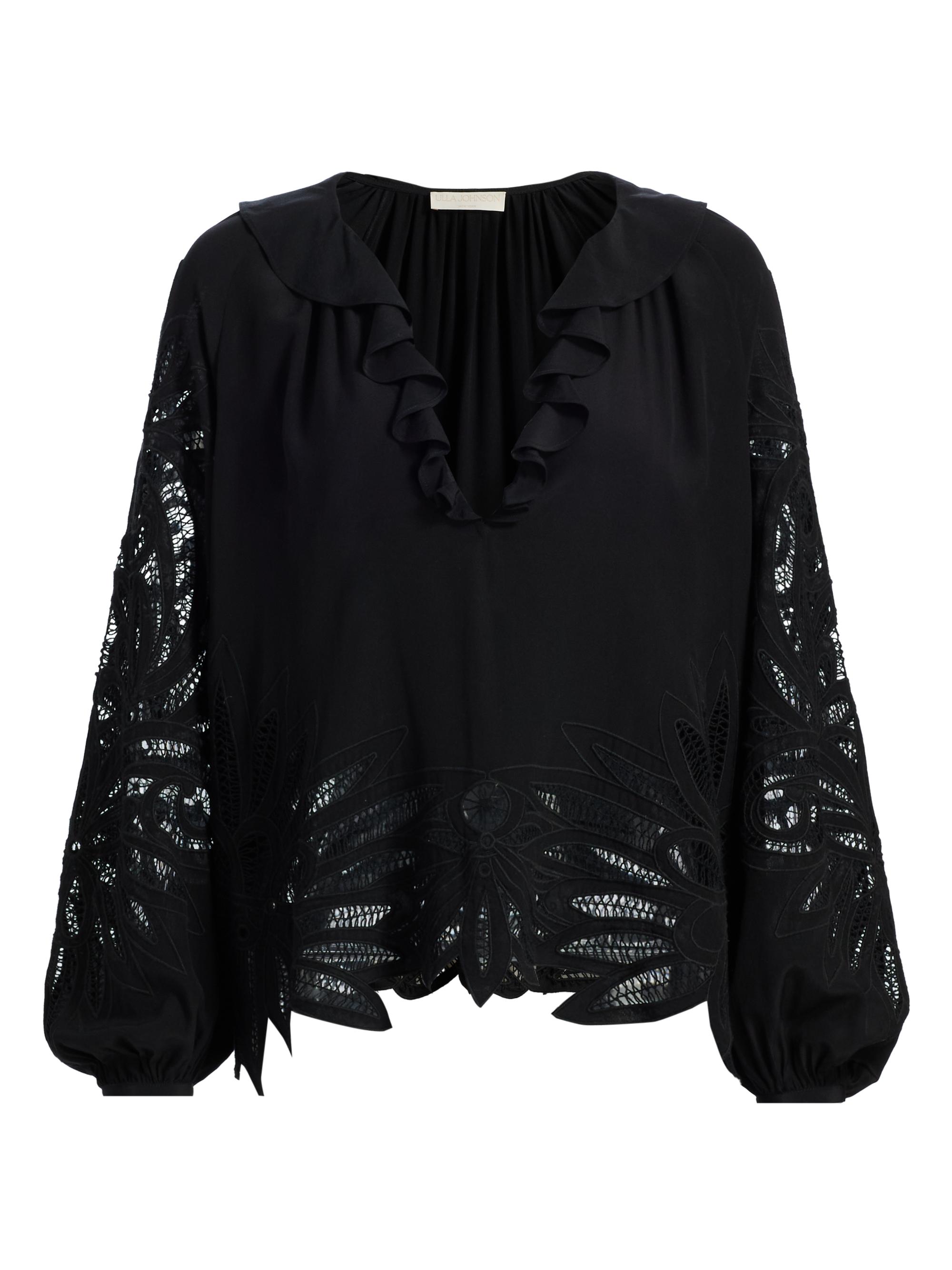 Ulla Johnson Women's Adonis Silk Puff-Sleeve Blouse - Noir