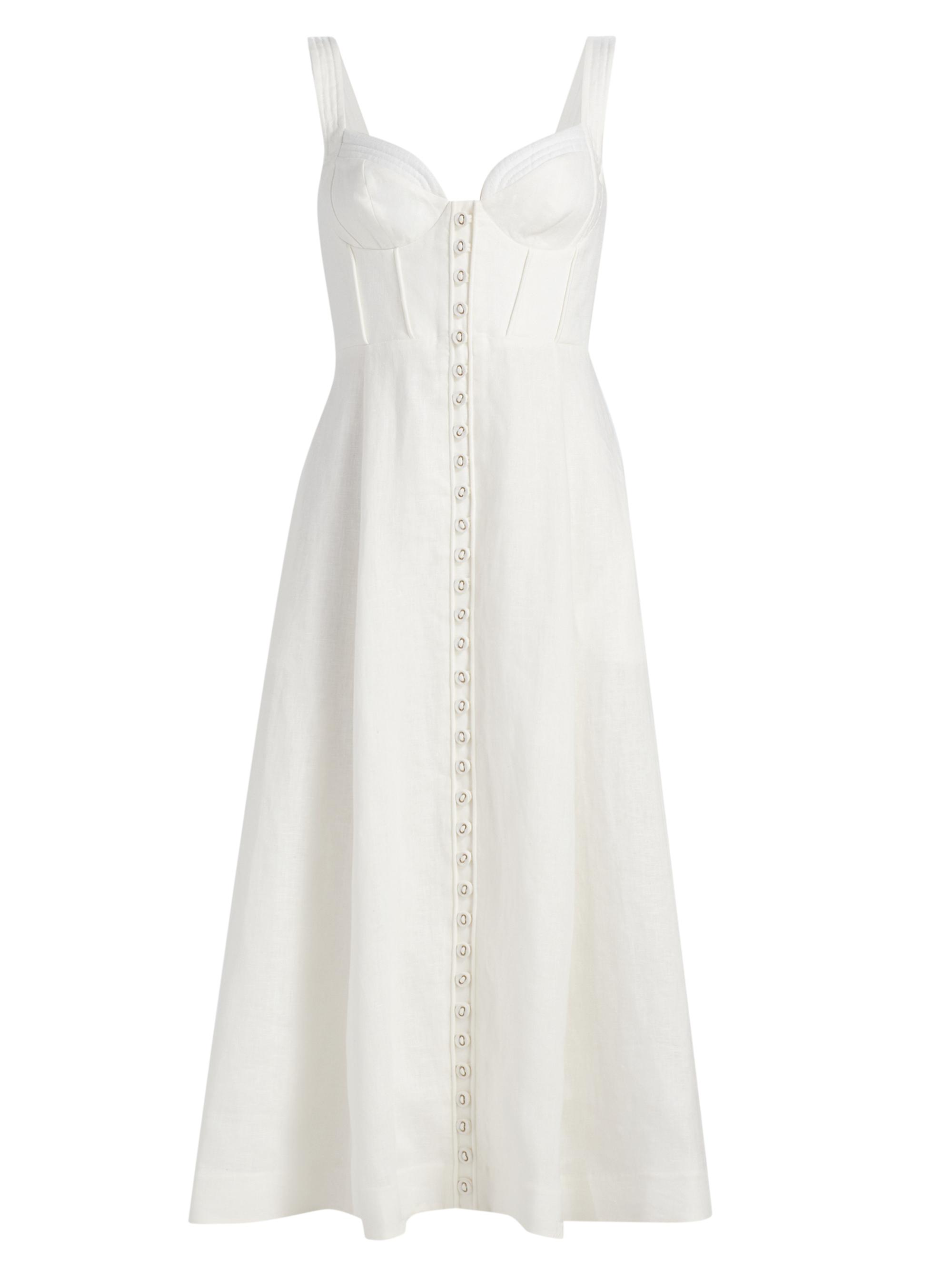 Reiss Elise Embellished Floral-Embroidered Linen A-Line Midi-Dress | Saks  Fifth Avenue