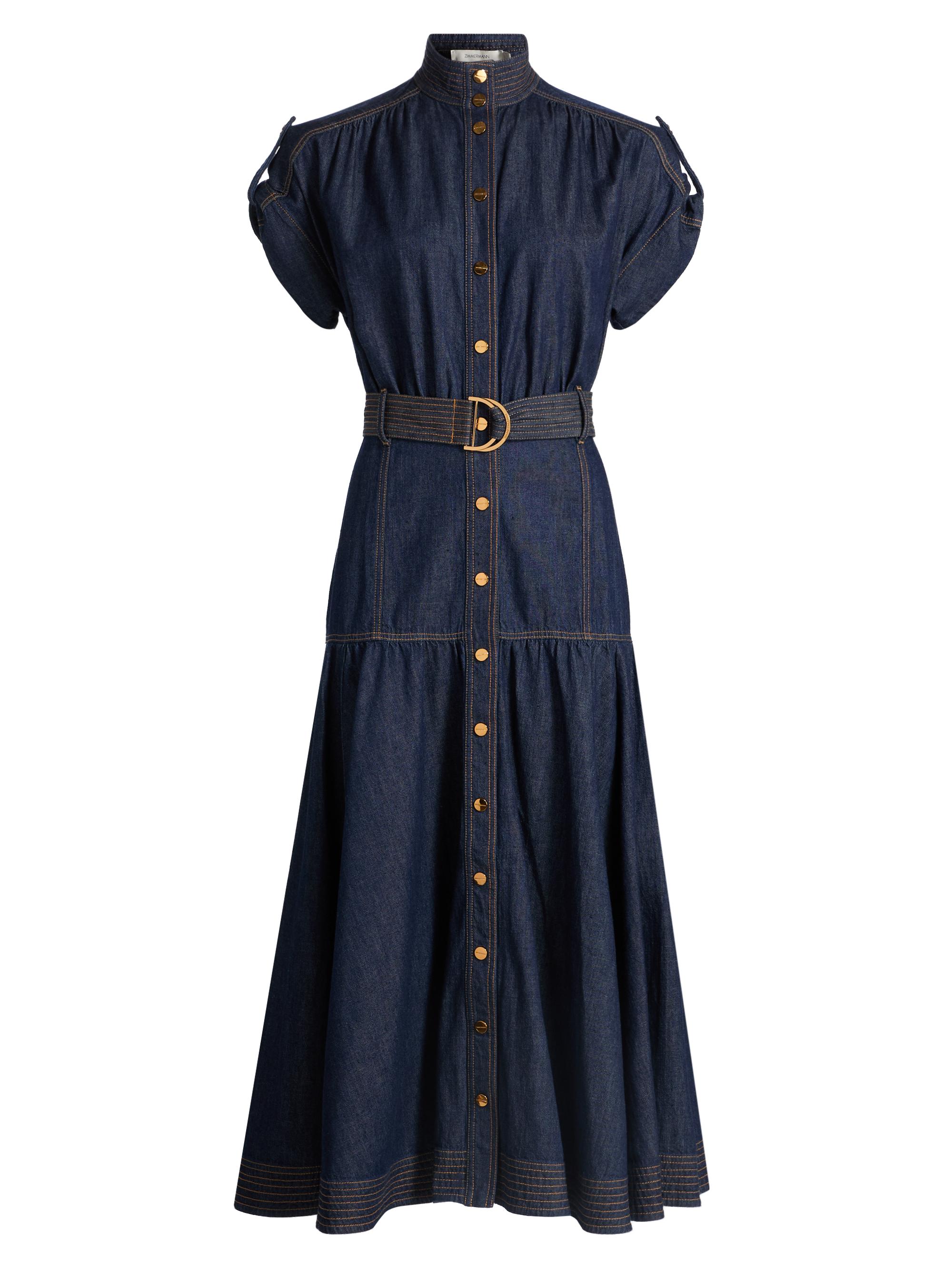 strapless open back dress Chouyatou Women's Spaghetti Strap Smocked Back Denim Dress Button Down –  CHOUYATOU main image 0