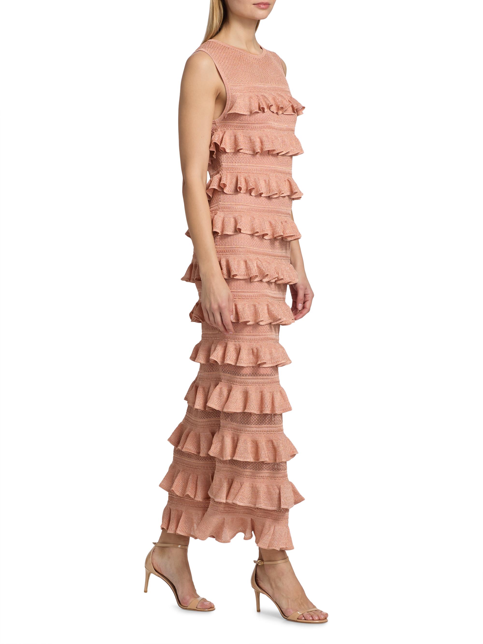 lace frill midi dress Zimmermann Women's Luna Lace Frill Midi-Dress - Metallic Rose Gold