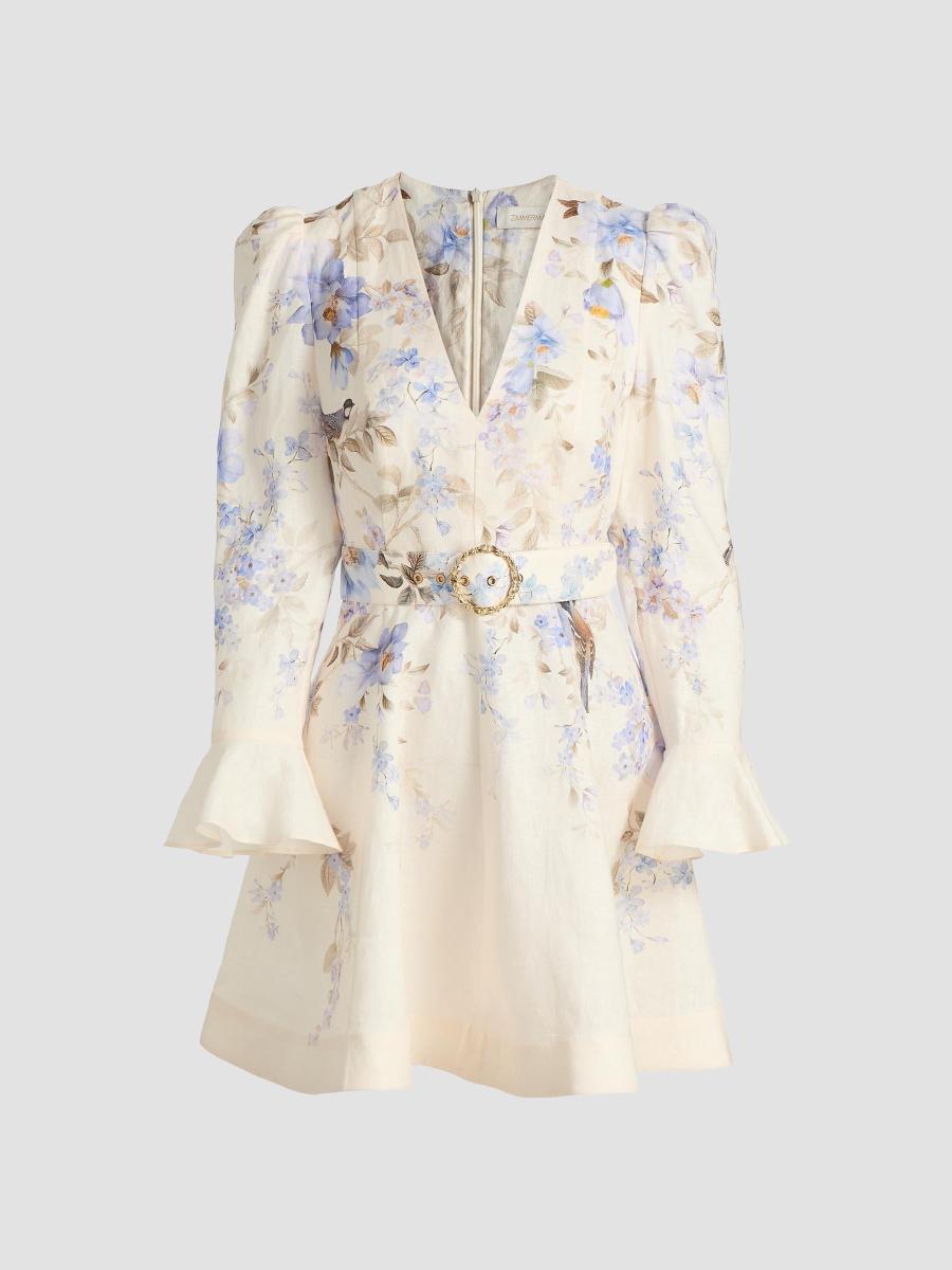 zimmermann mini dress Indra Embroidered | Women's Designer Long Sleeve Mini Dress | Tea 8467DRS241 ZIMMERMANN Crush Mini Dress |