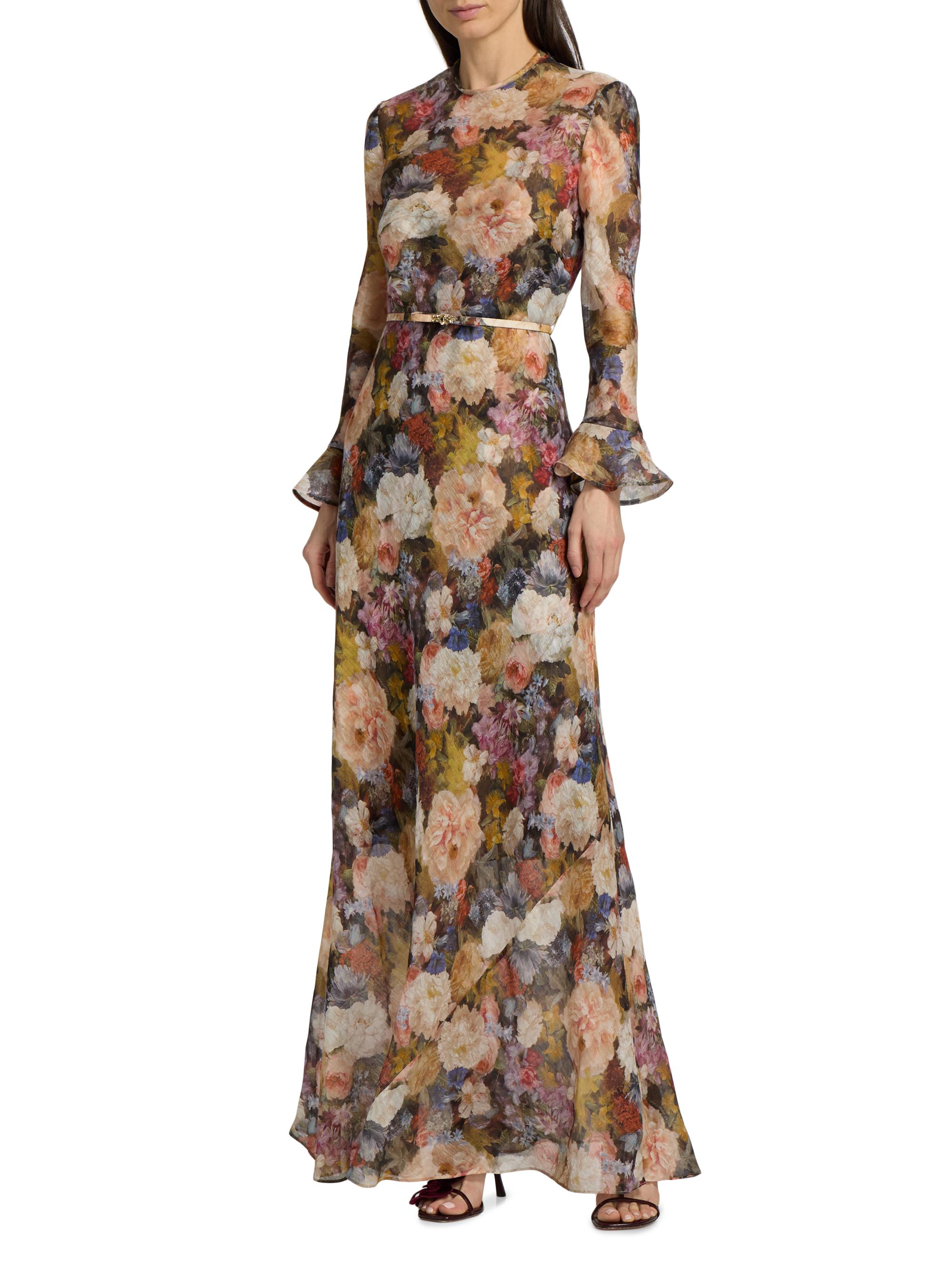 knee length dresses for ladies Sunray Long Sleeve Midi Dress Black Paisley