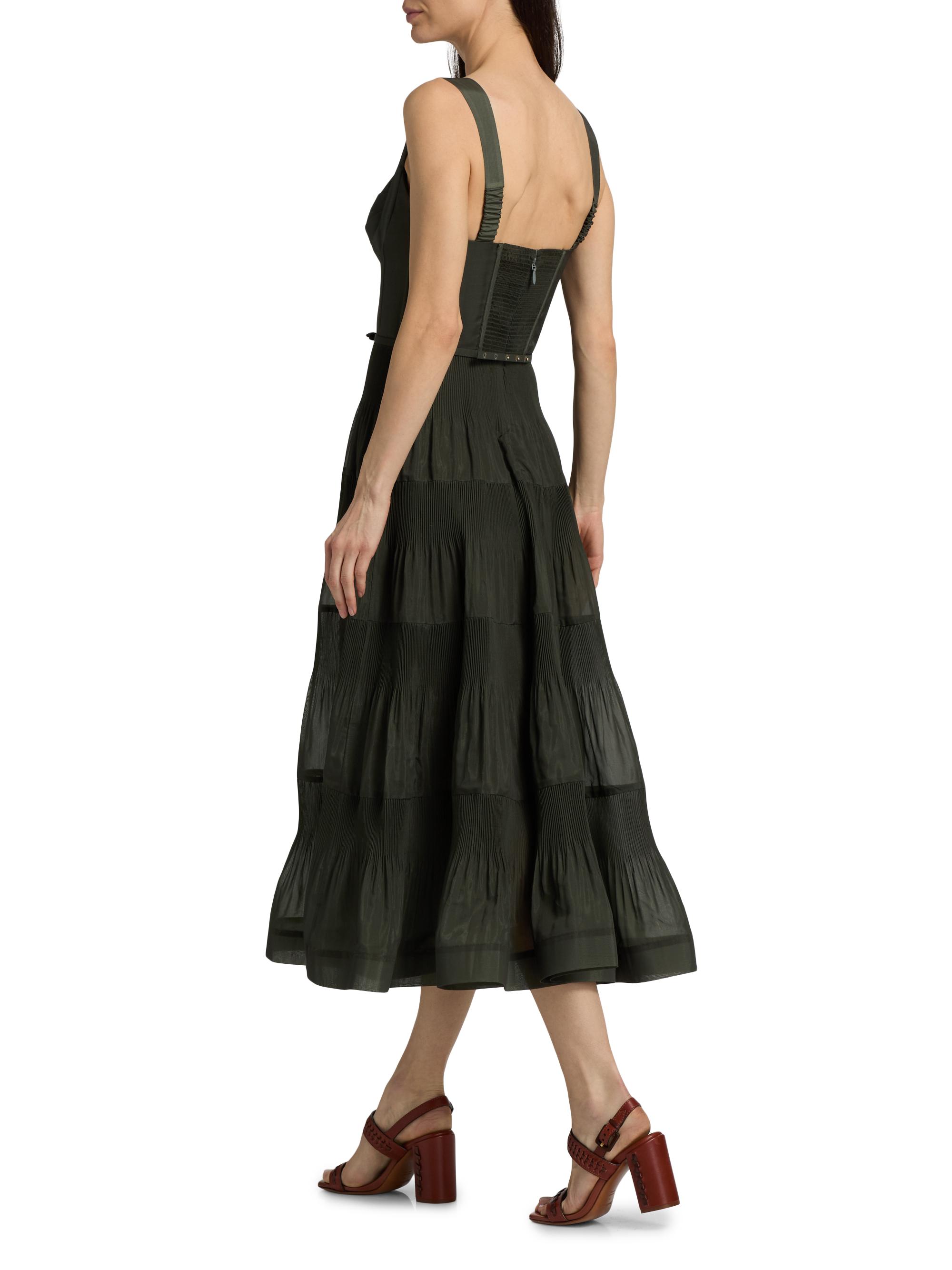 zimmermann tiered silk midi dress Zimmermann | Steel blue pleated Midi dress | Women