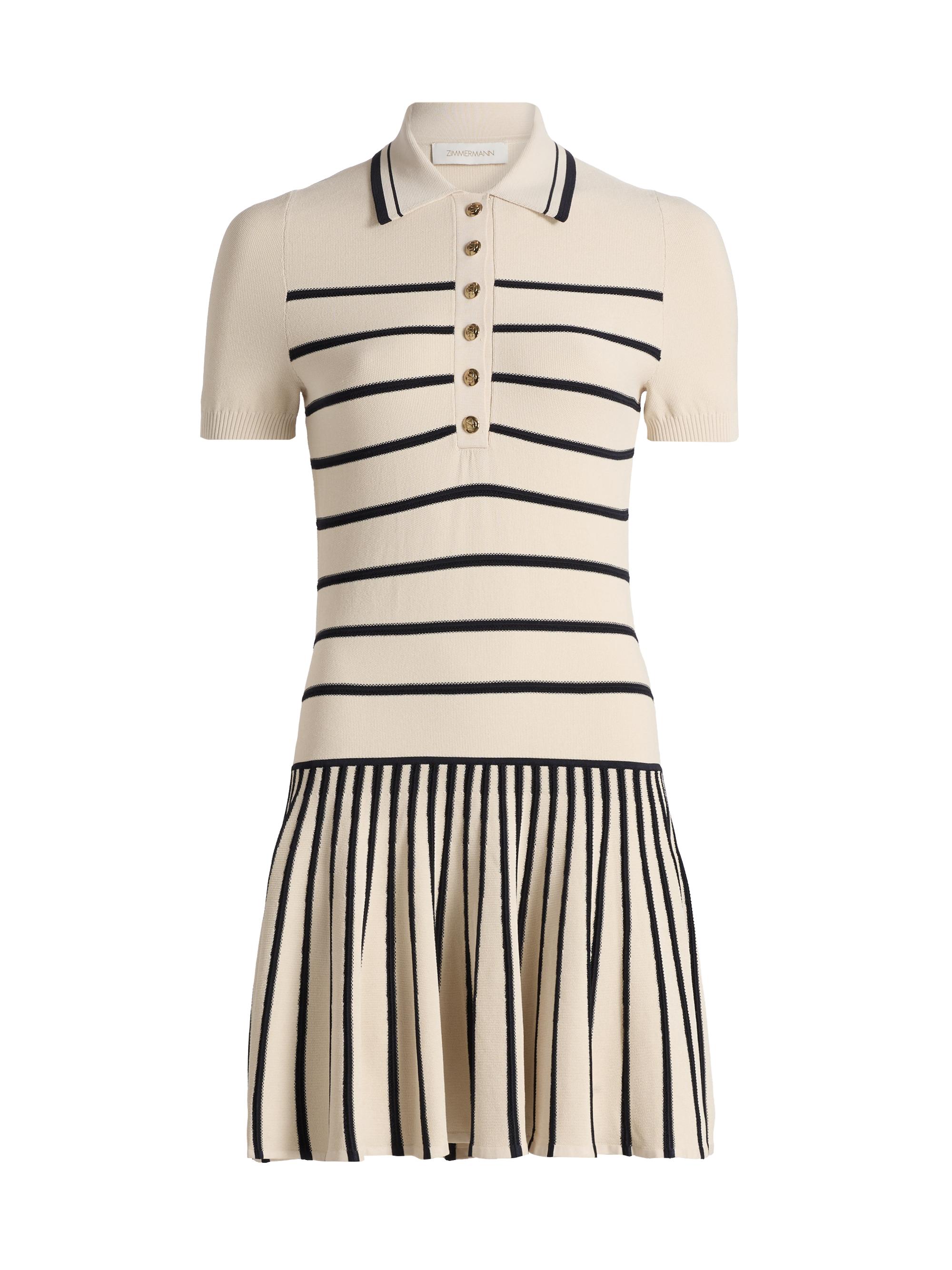 Zimmermann Women's Luna Striped Polo Minidress - Cream Navy | Thumbnail 8